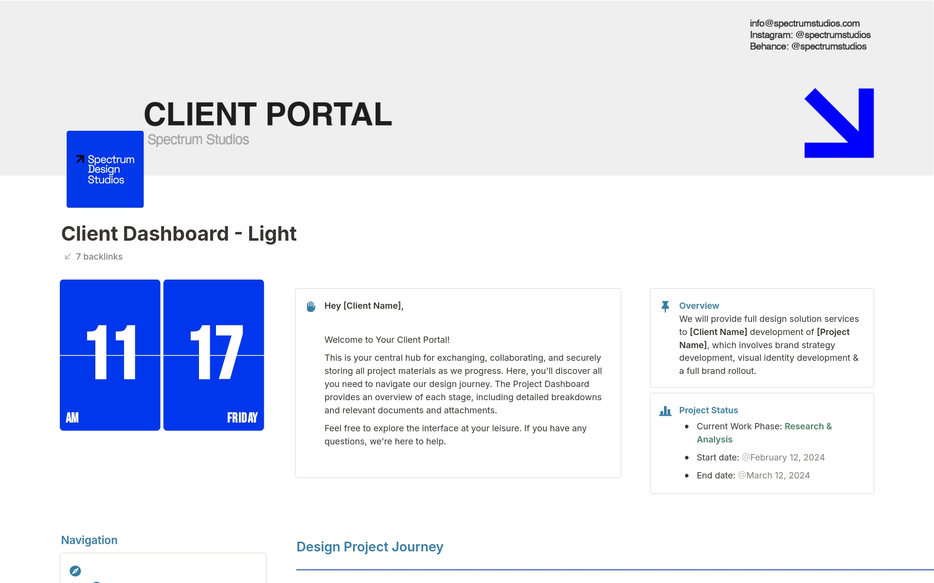 Eine Vorlagenvorschau für Ultimate Creative Freelancer Client Portal