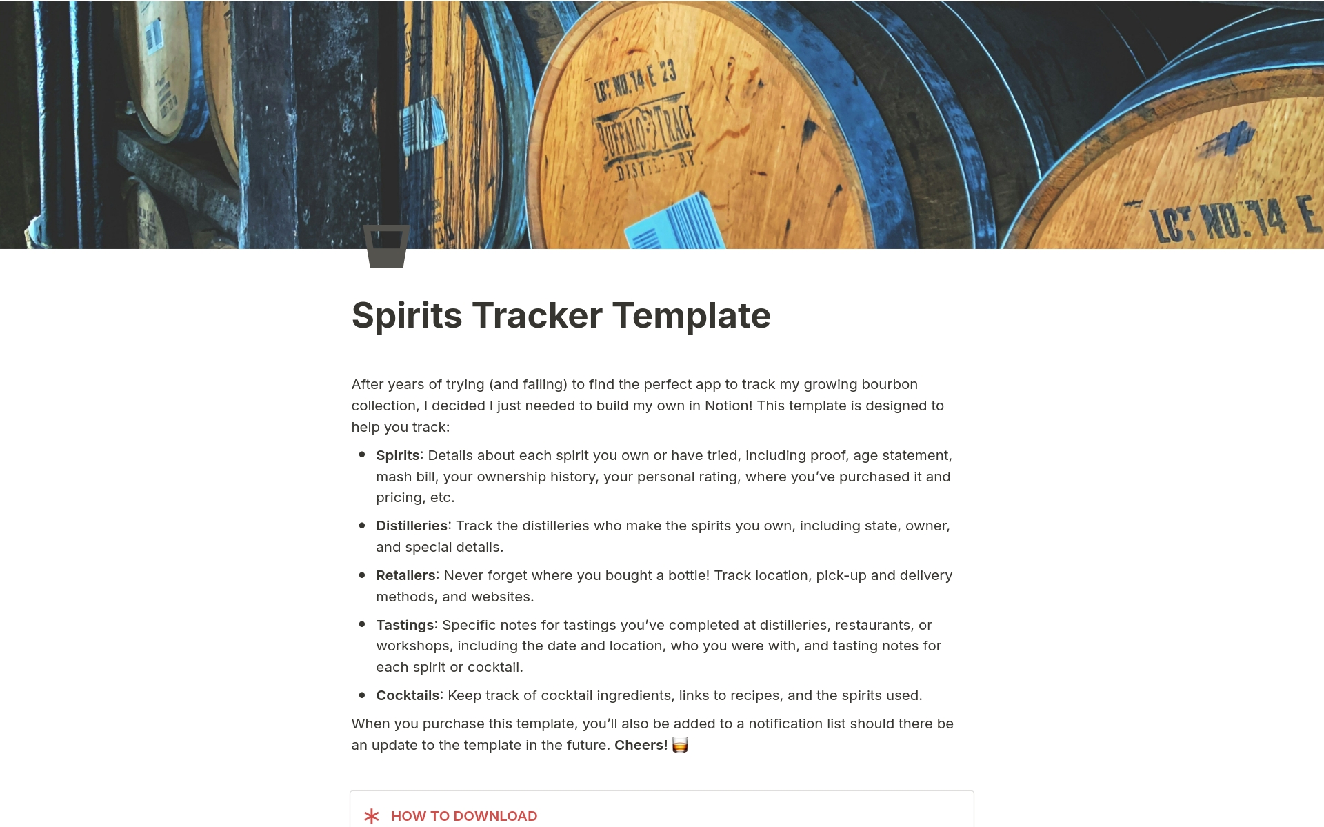 Eine Vorlagenvorschau für Spirits Tracker