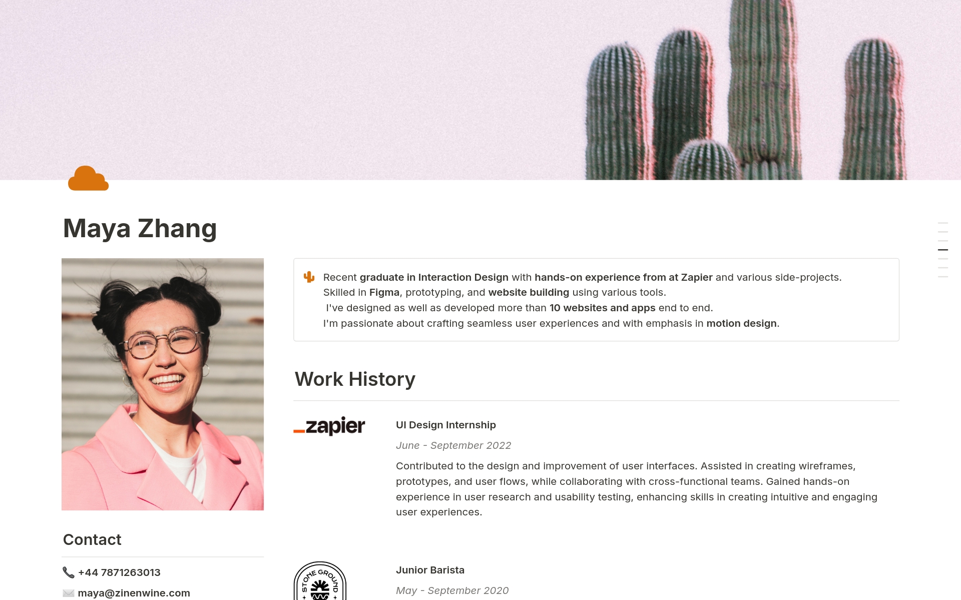 A well-designed online resume