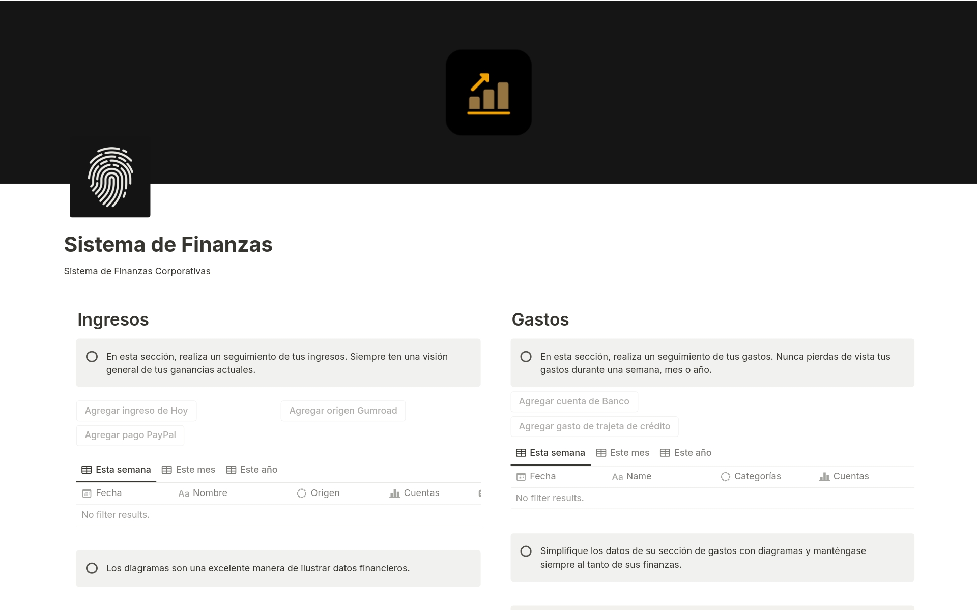 Eine Vorlagenvorschau für Sistema de Finanzas