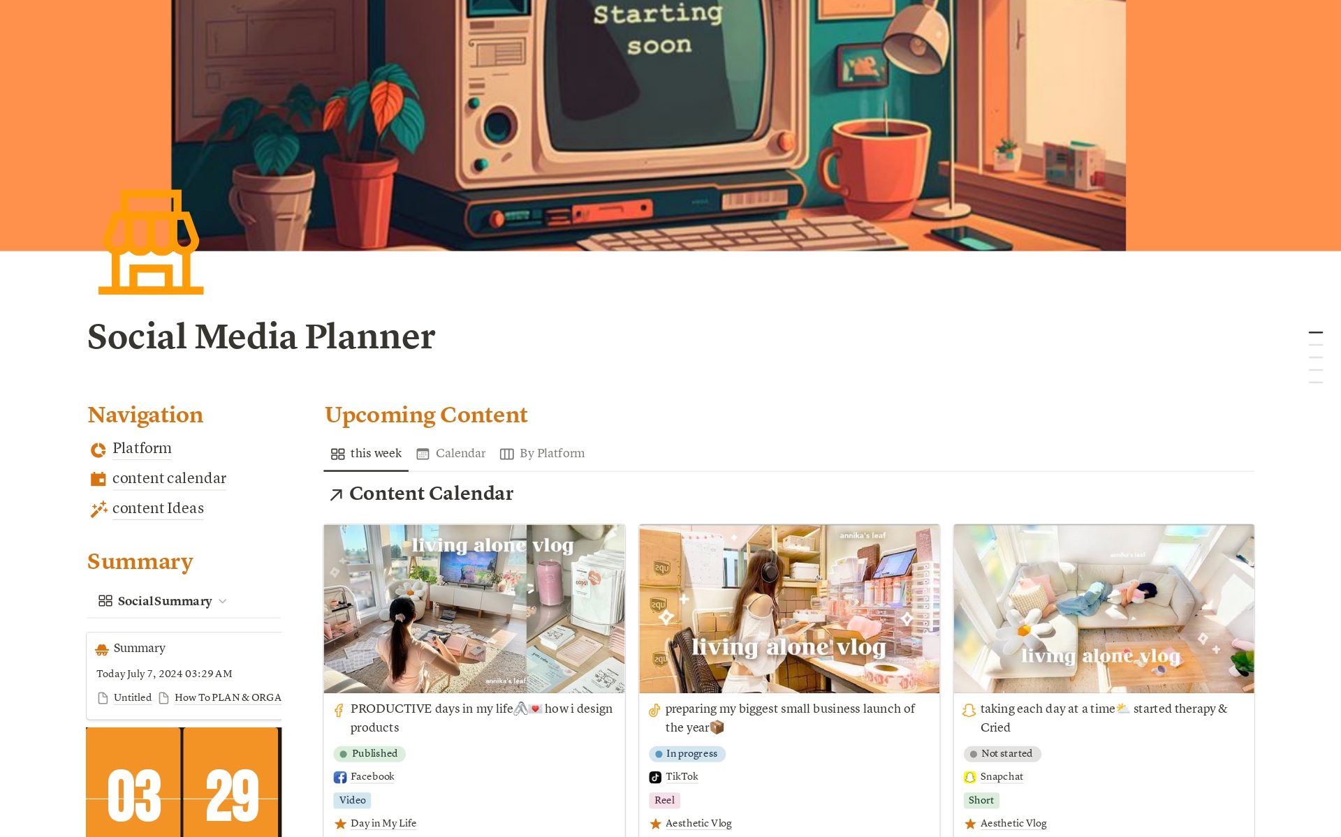 A template preview for Ultimate Social Media Planner 