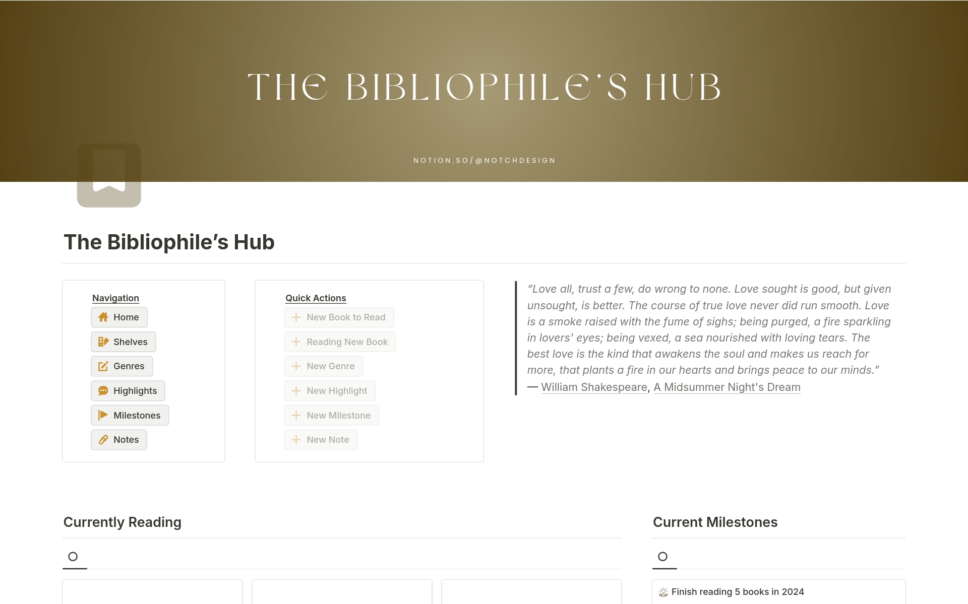 The Bibliophile's Hubのテンプレートのプレビュー