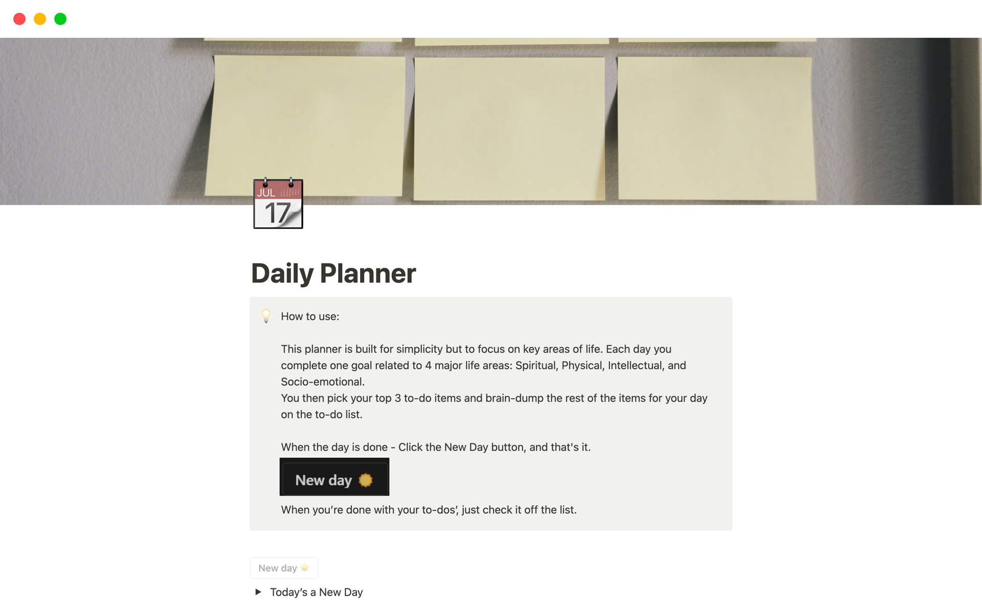 A template preview for Daily Planner