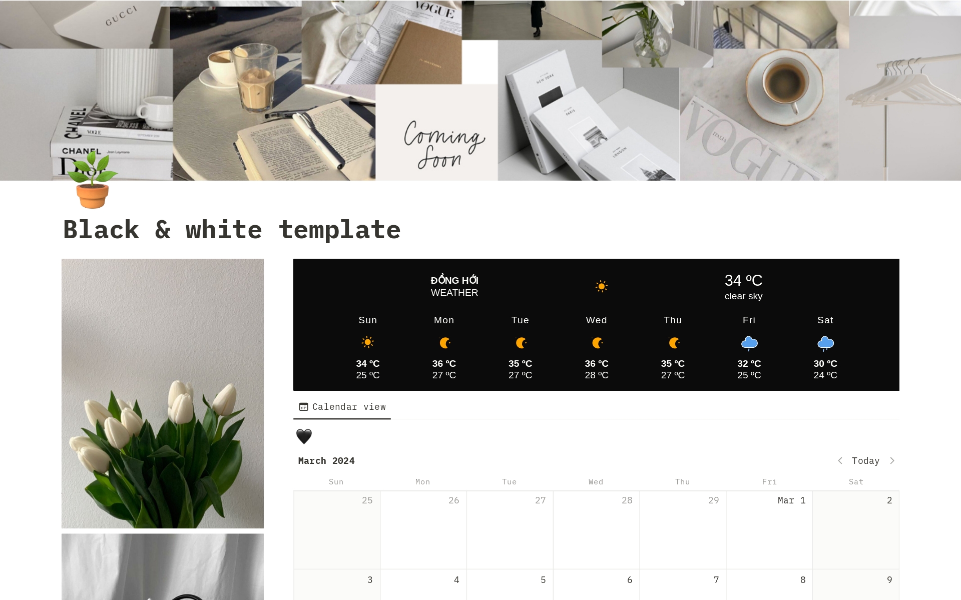 A template preview for Black & white Home/Working space