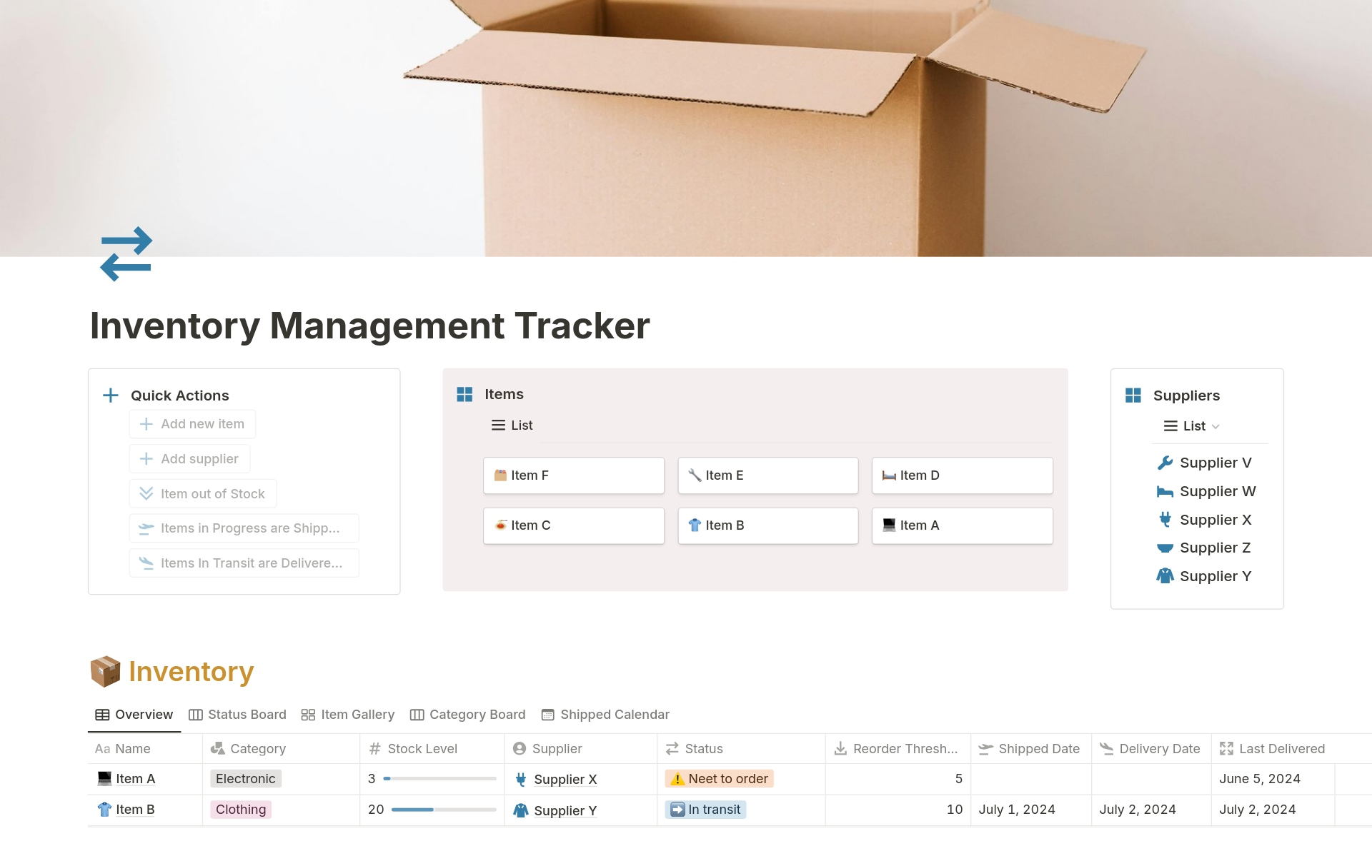 The Inventory Management Tracker Template is a comprehensive and user-friendly solution designed to help businesses efficiently manage their inventory. Tailored for both small and medium-sized enterprises, this template provides a structured approach to tracking stock levels.