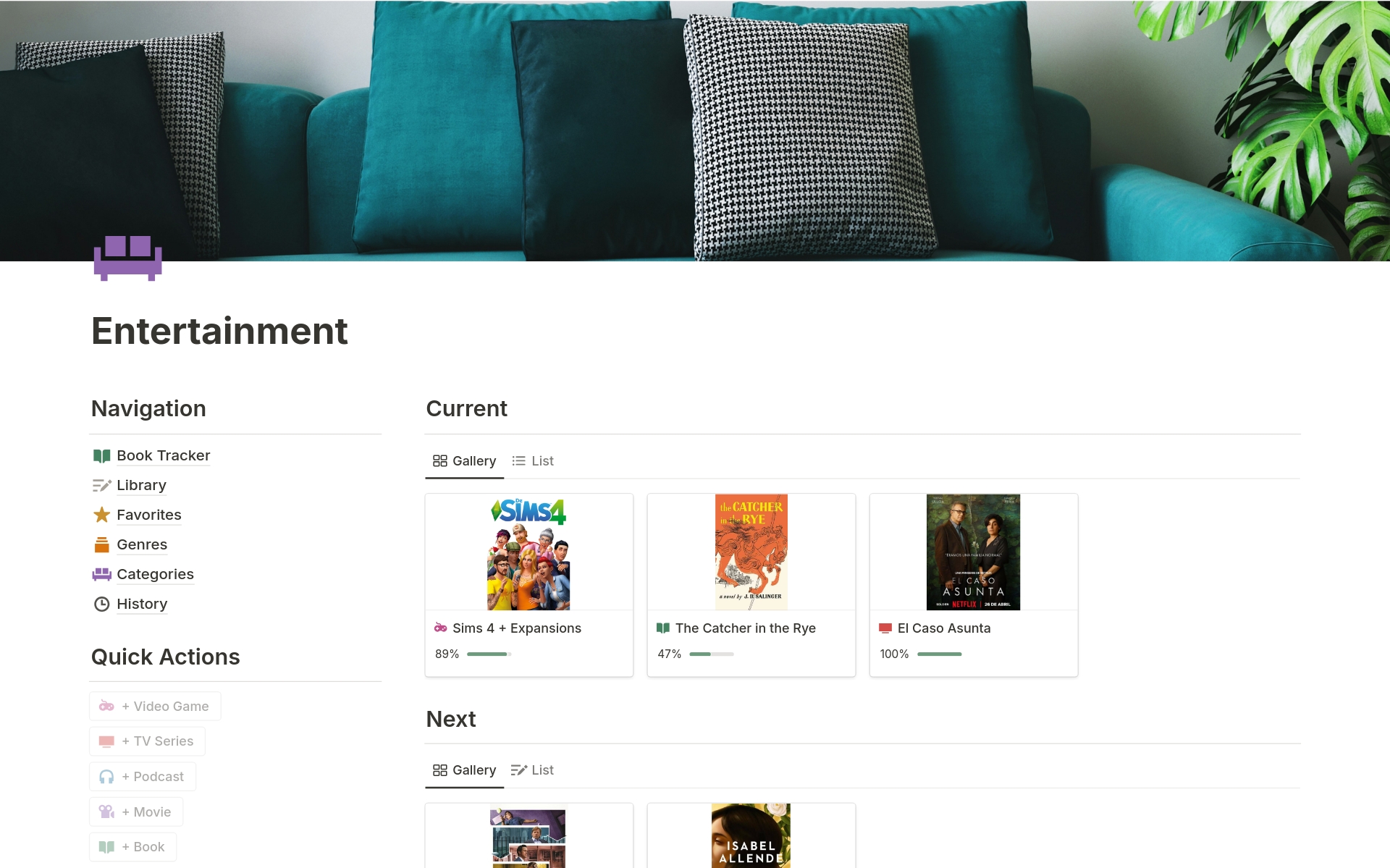Explore the ultimate Notion template for organizing TV shows, movies, podcasts, books, and games! Rate and categorize by genre, plus a dedicated book tracker. Perfect for entertainment lovers!
