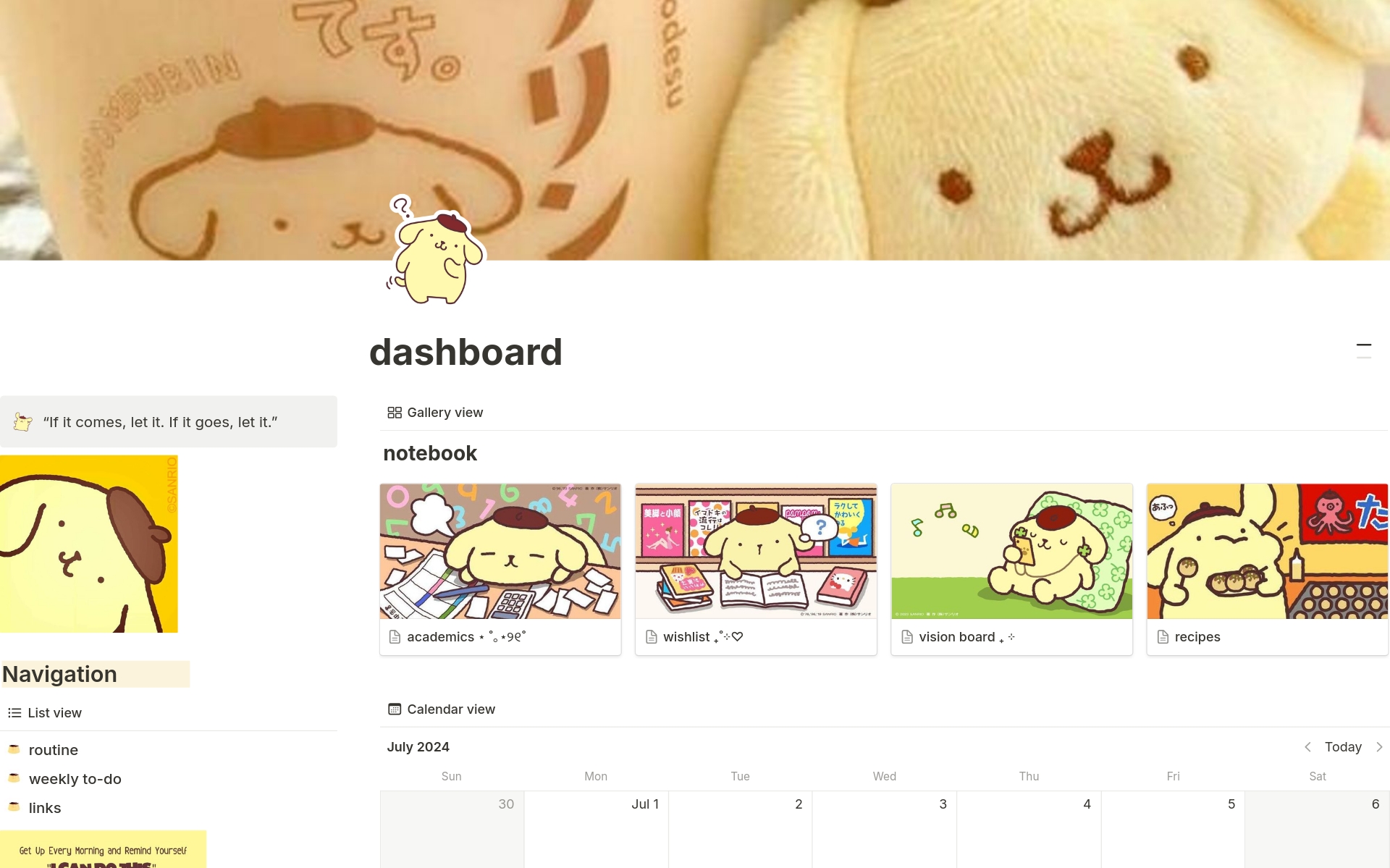 A template preview for pompompurin dashboard