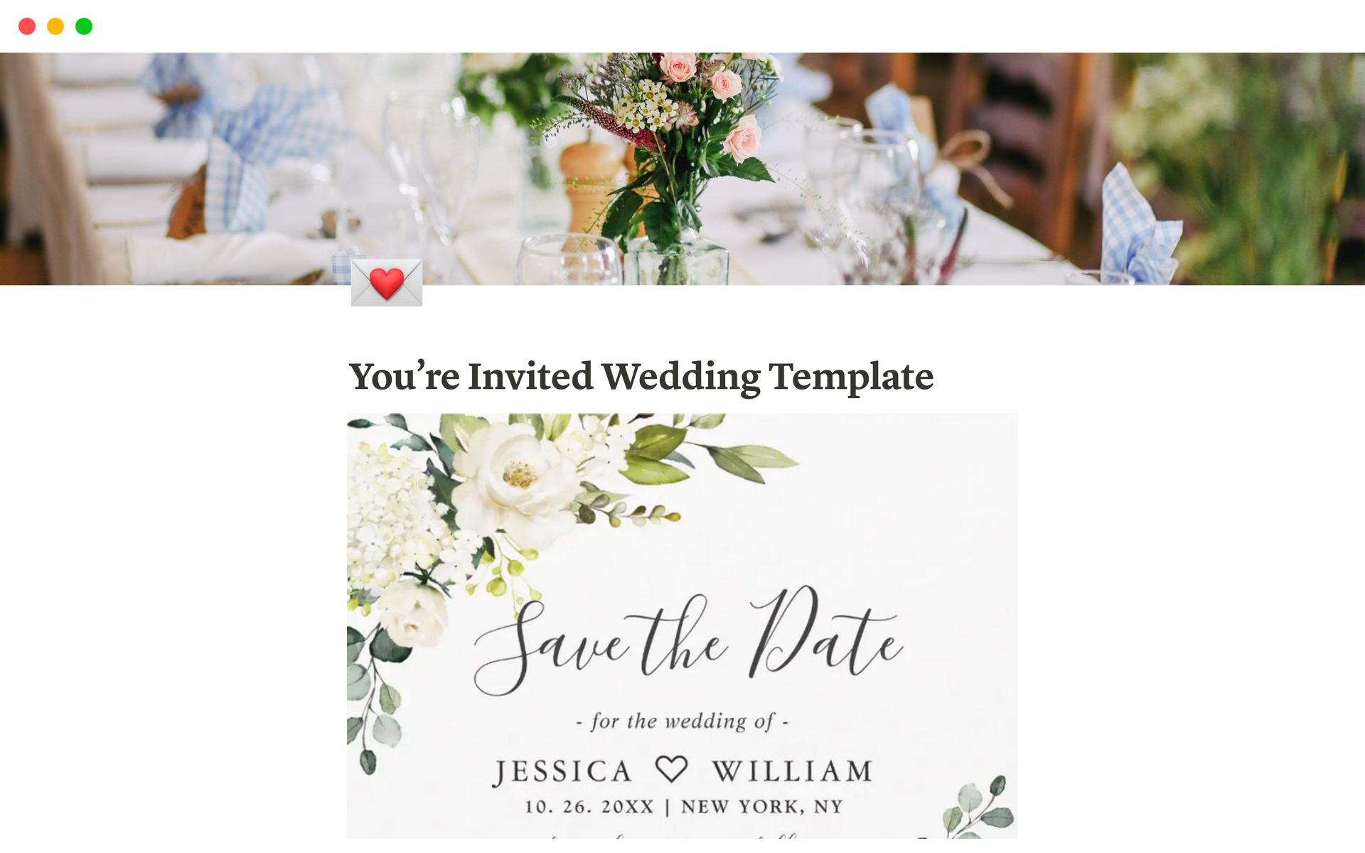 En forhåndsvisning av mal for Minimalist Wedding Invite