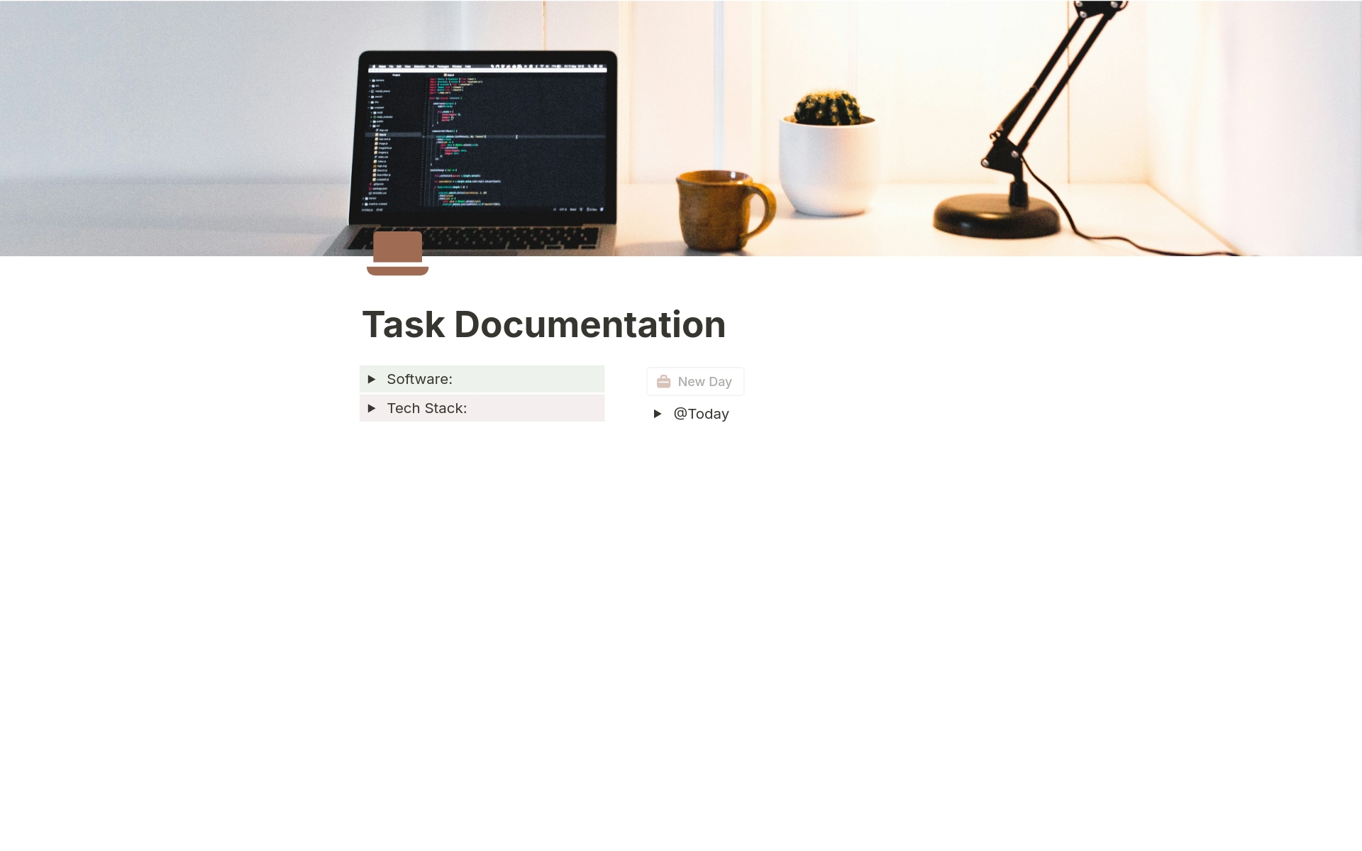 Vista previa de una plantilla para Task Documentation