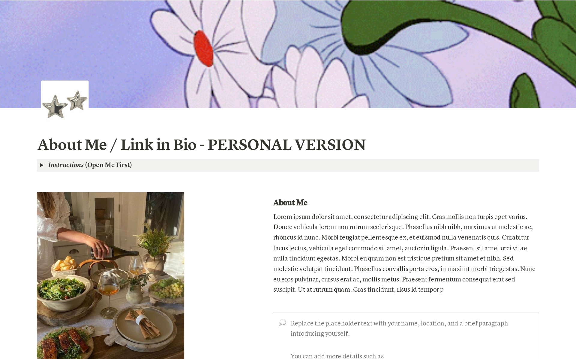 En förhandsgranskning av mallen för About me / Link in Bio - PERSONAL VERSION