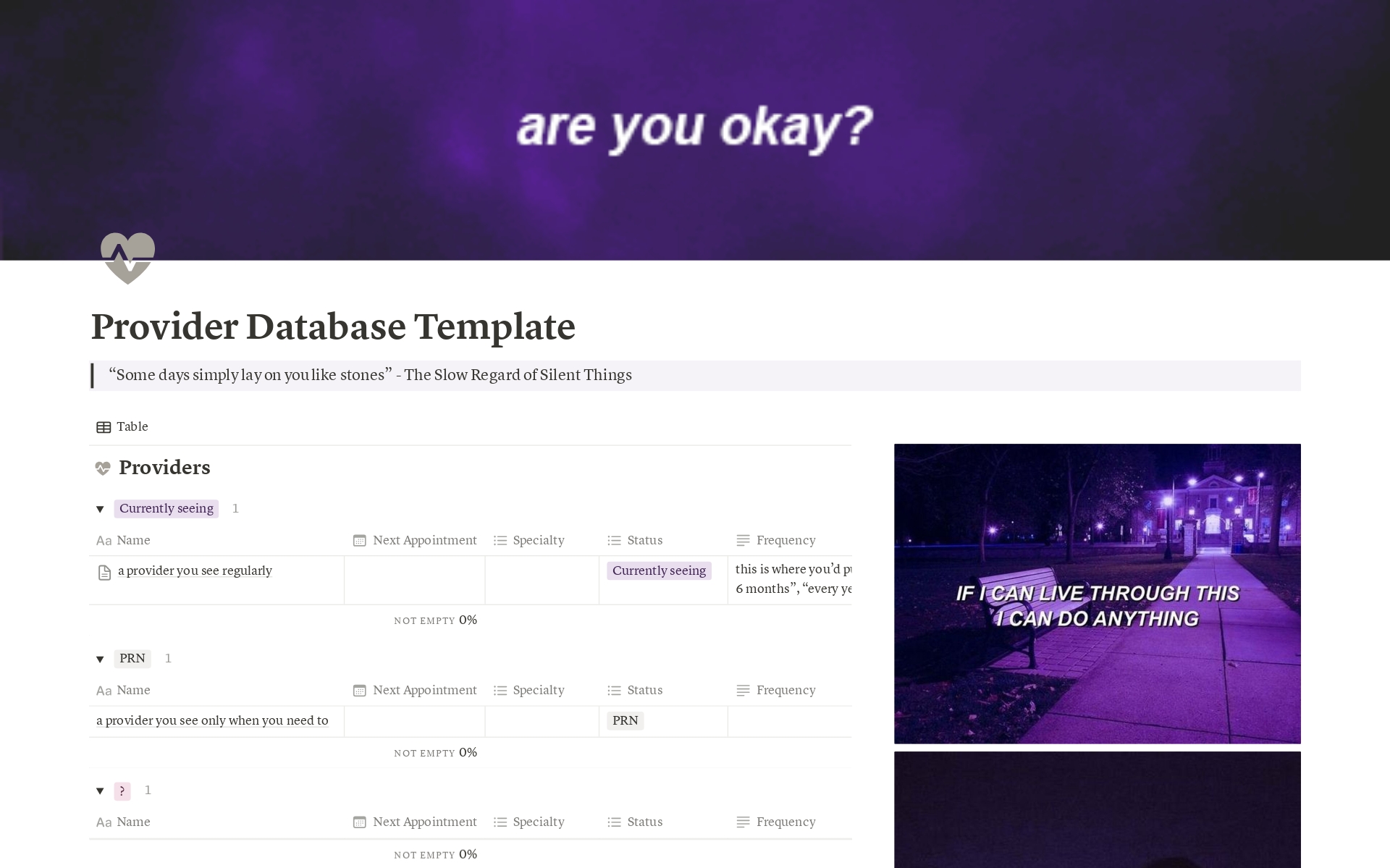 A template preview for Health Provider Database Page