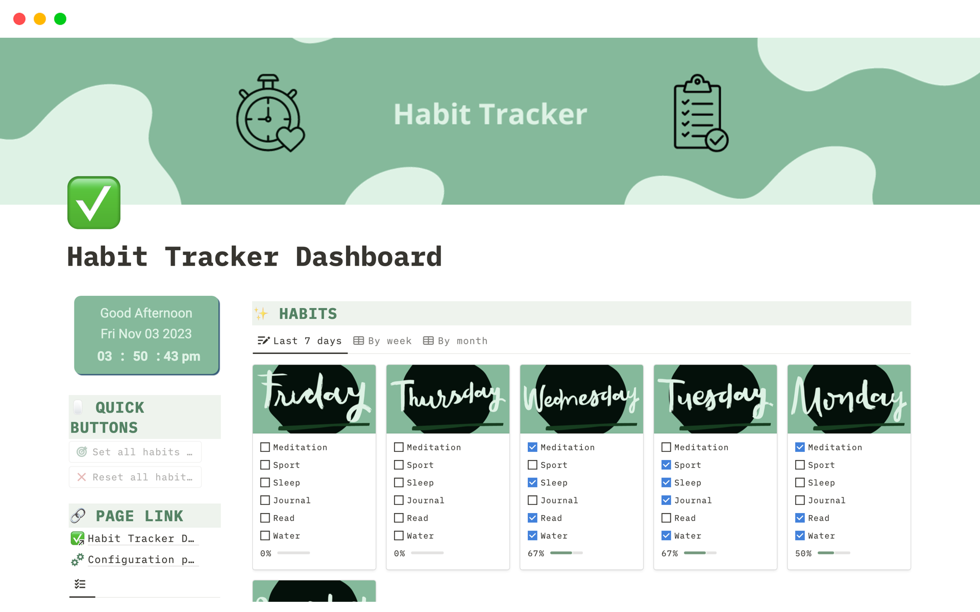 Vista previa de plantilla para Simple Habit Tracker