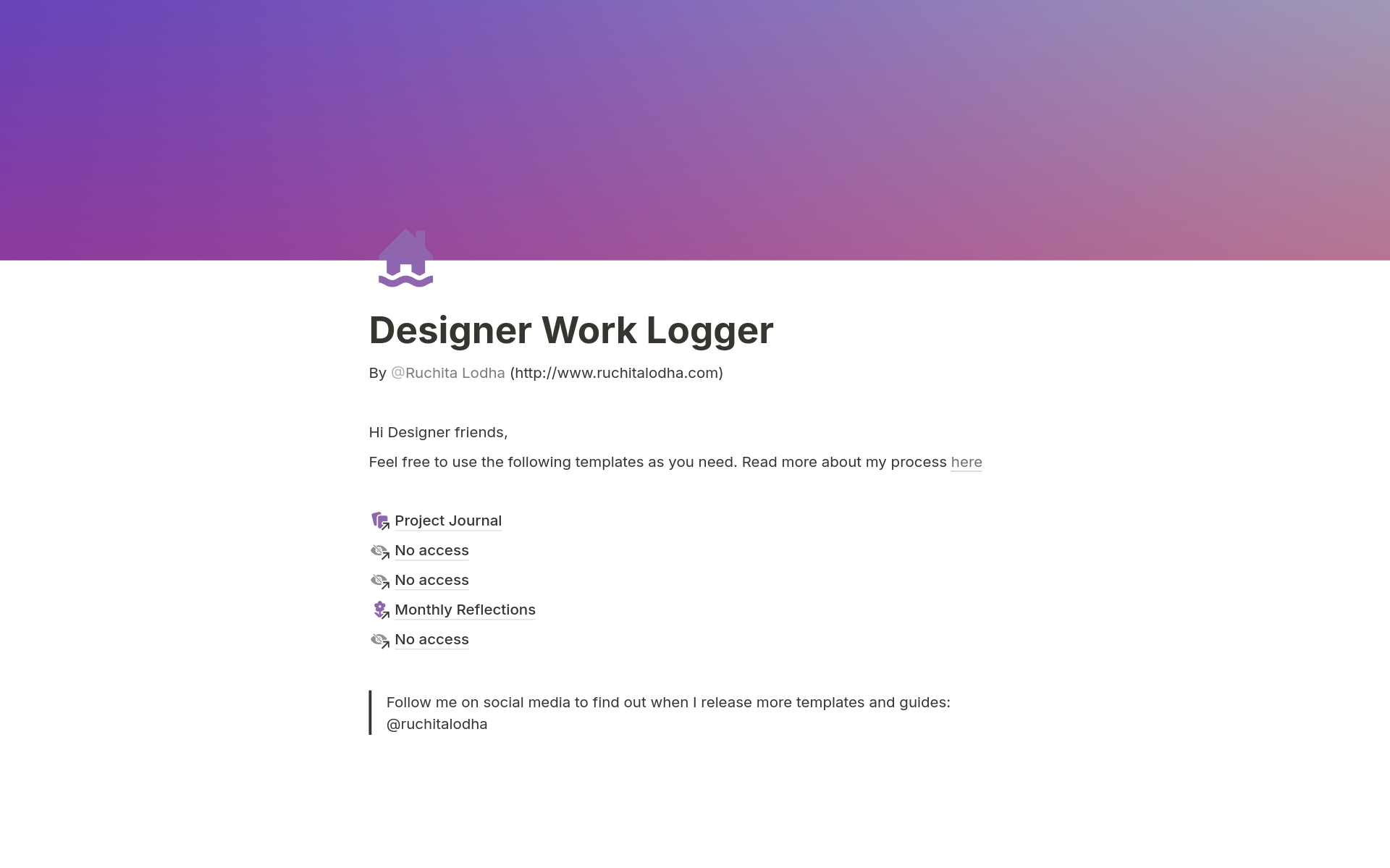 En forhåndsvisning av mal for Designer’s Notebook