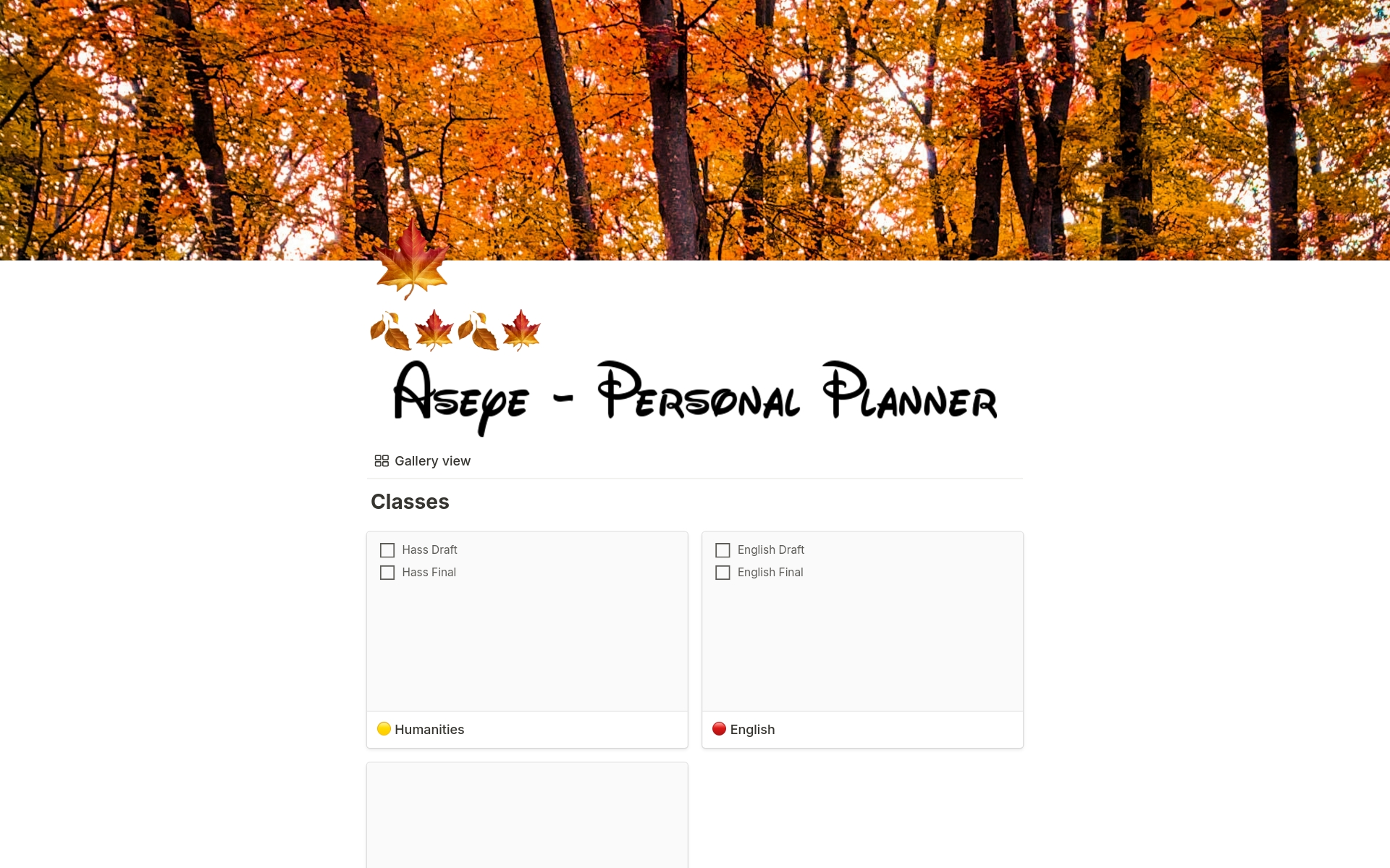 A template preview for AsEs Planner