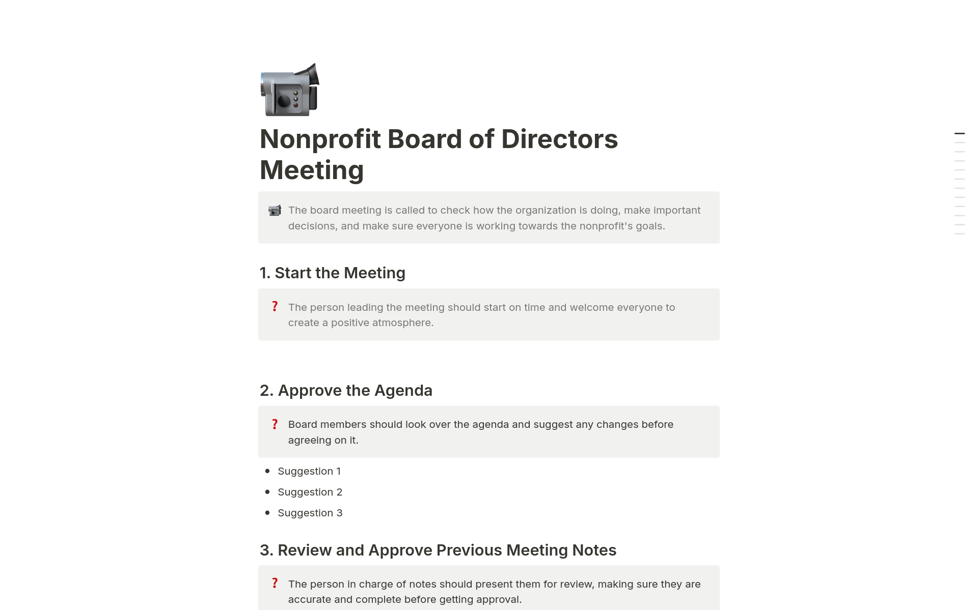 Vista previa de una plantilla para Nonprofit Board of Directors Meeting