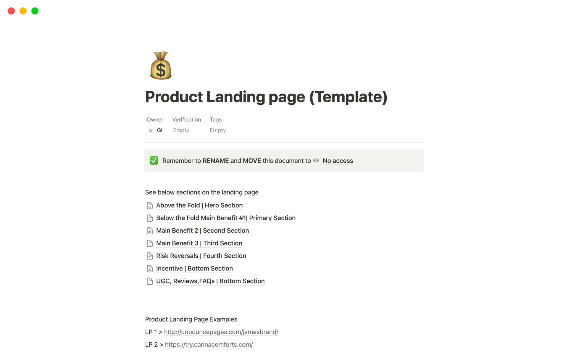 Eine Vorlagenvorschau für Product Landing page