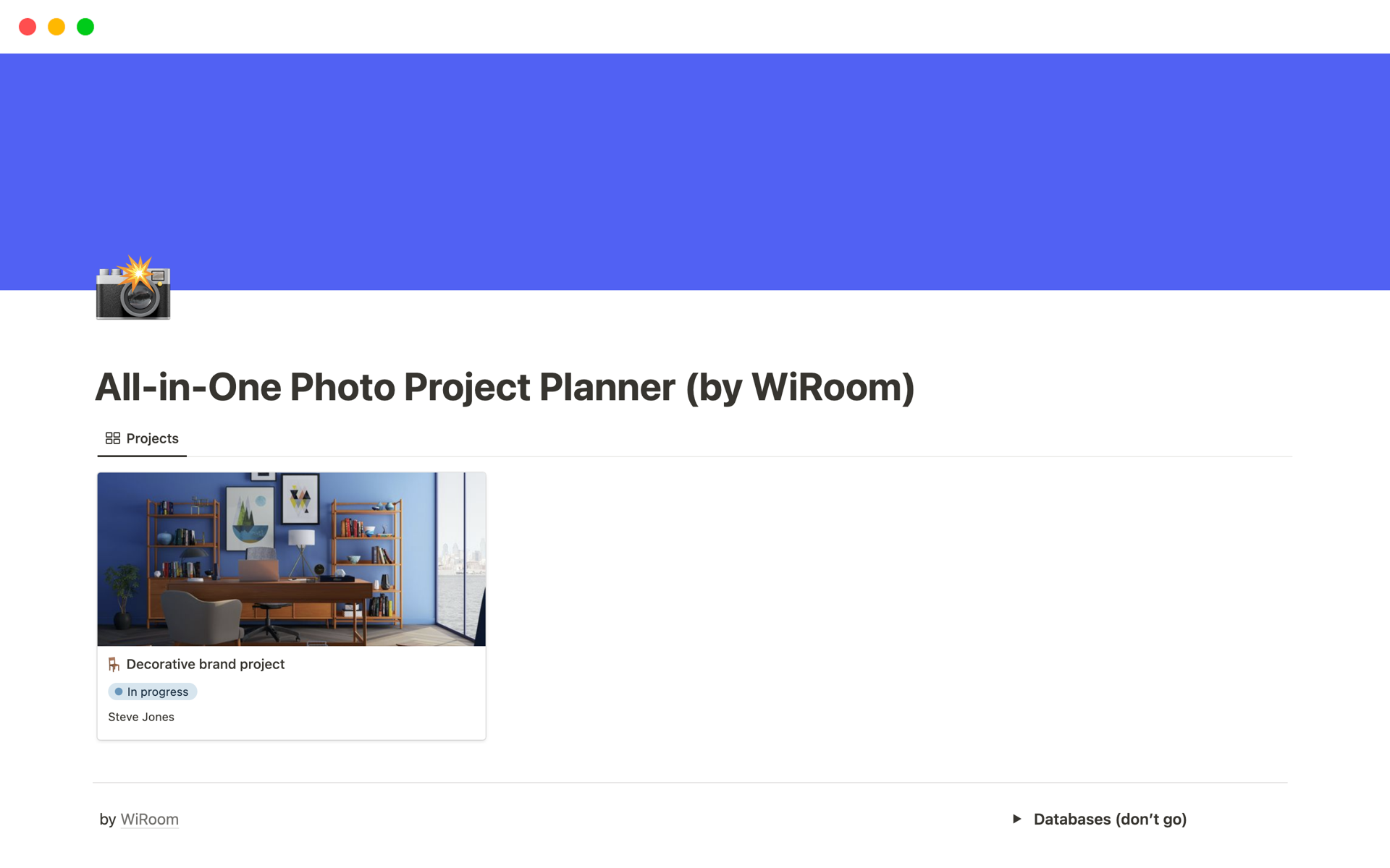 En forhåndsvisning av mal for All-in-One Photo Project Planner (by WiRoom)