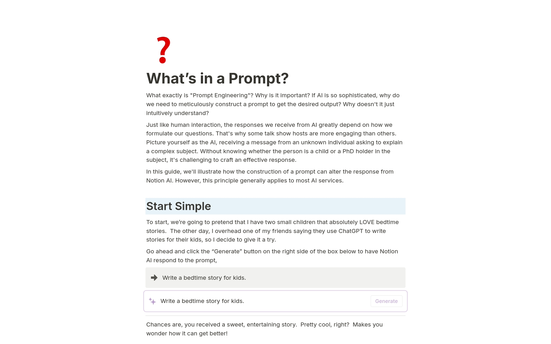 A template preview for What's in a Prompt?