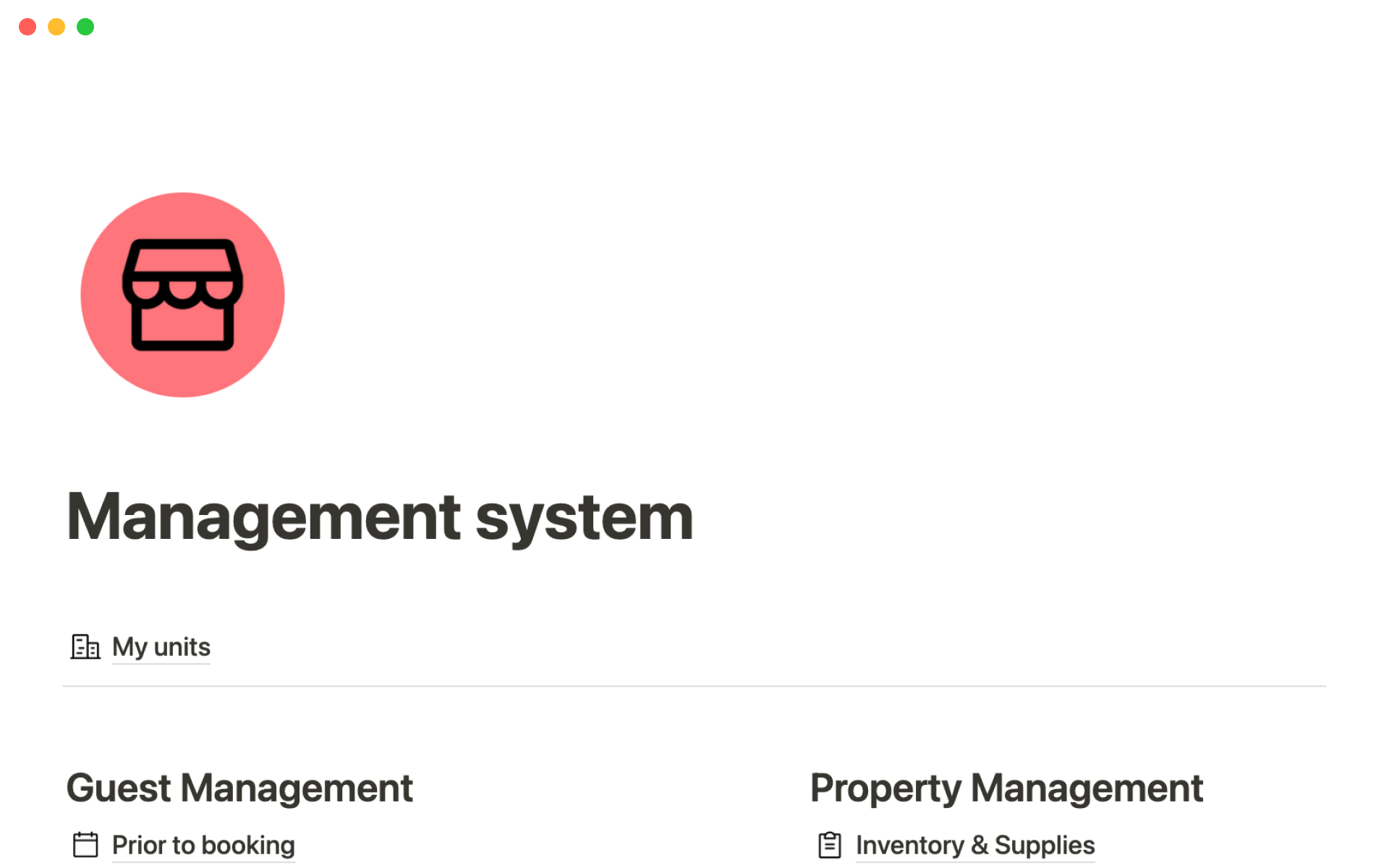 En förhandsgranskning av mallen för Airbnb management