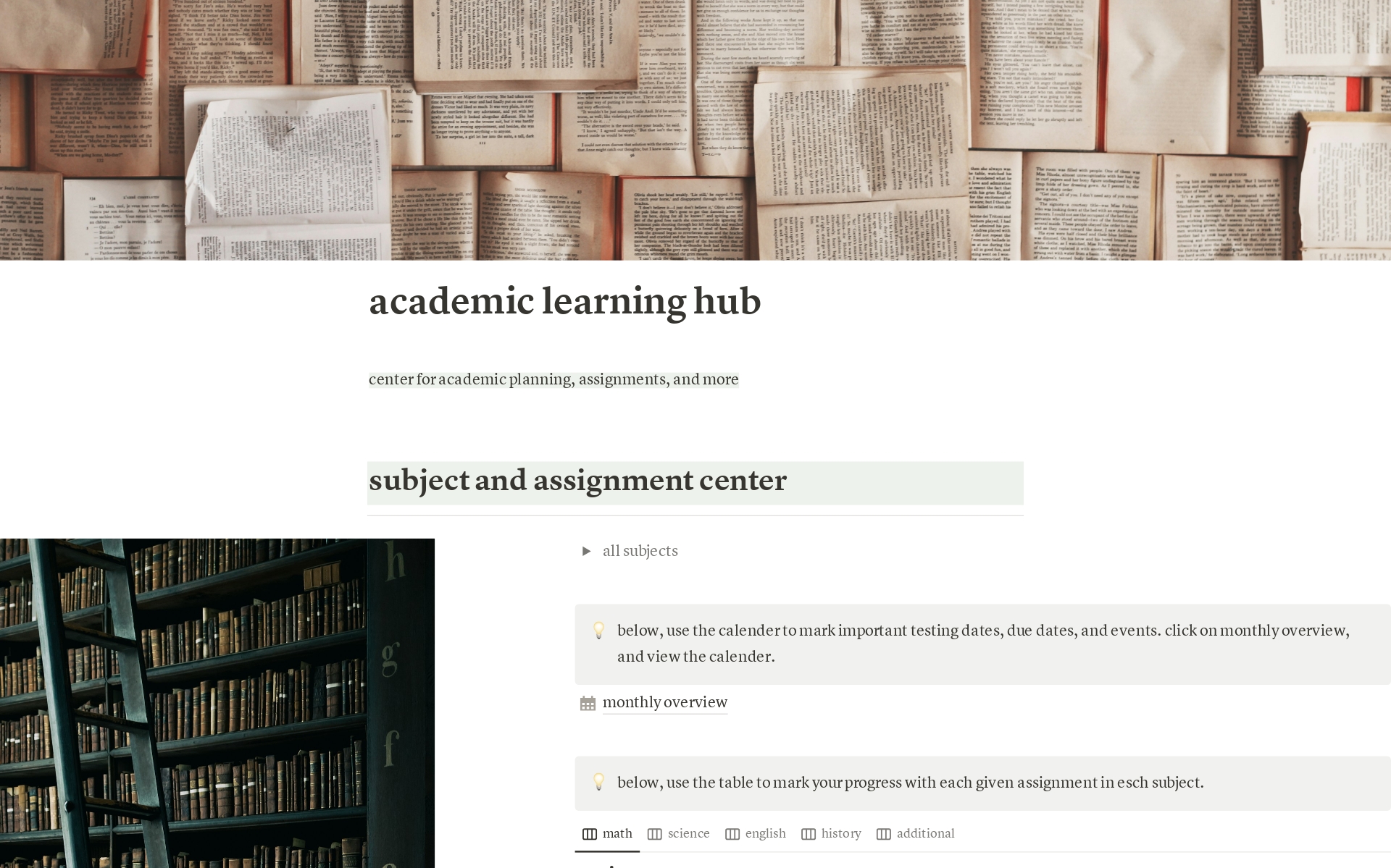 En förhandsgranskning av mallen för academic learning hub