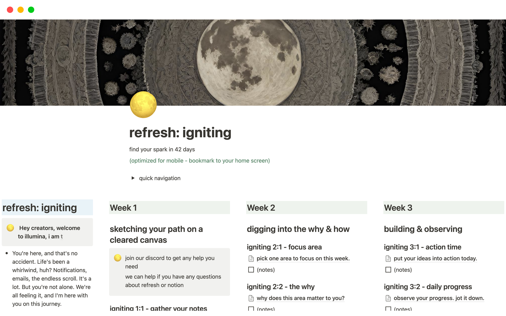 A template preview for refresh: igniting