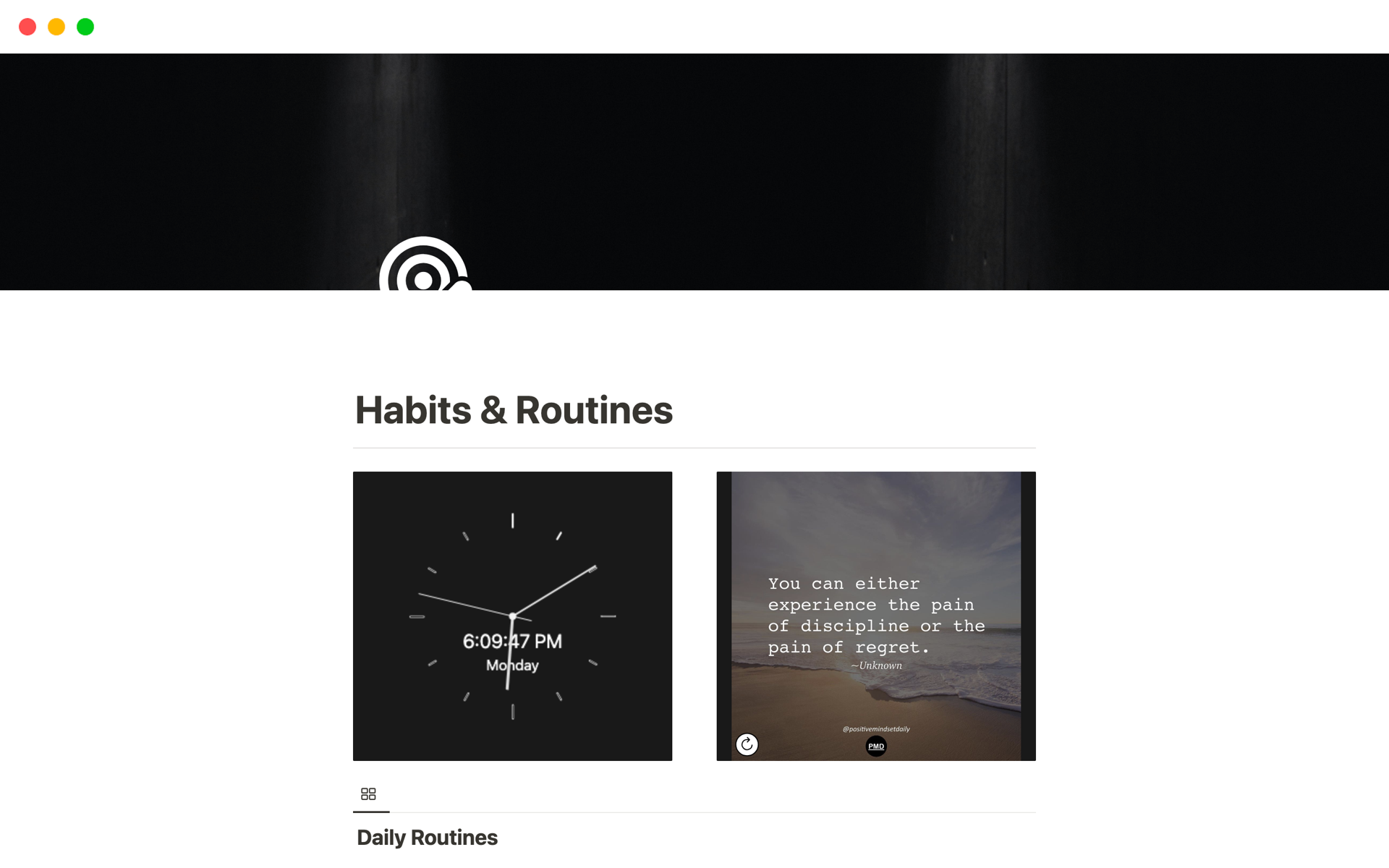 A template preview for Notion Habits & Routines