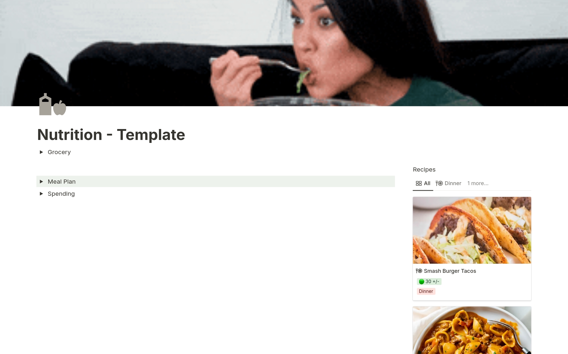 A template preview for Nutrition | Grocery Organizer