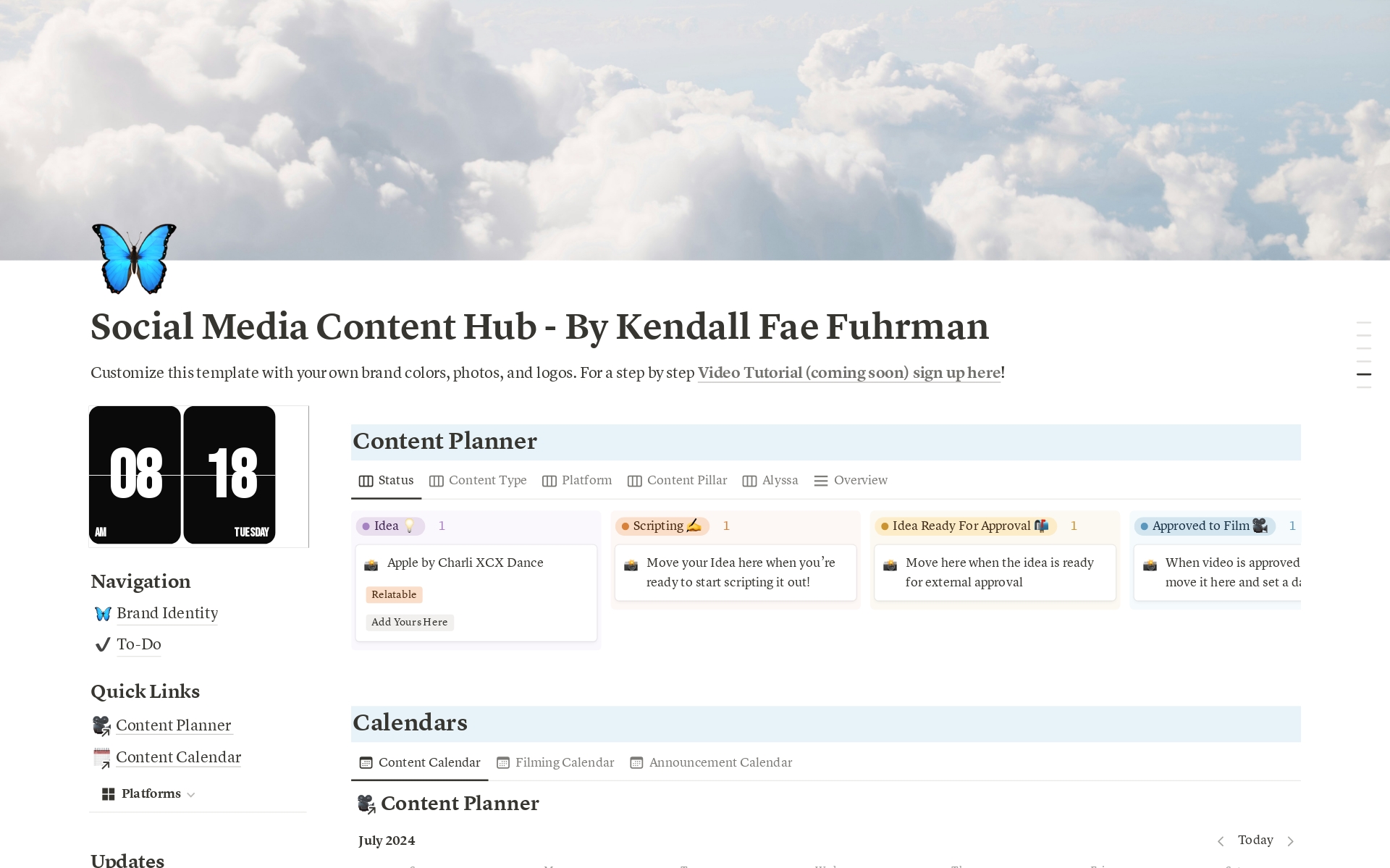 A template preview for Social Media Content Planner