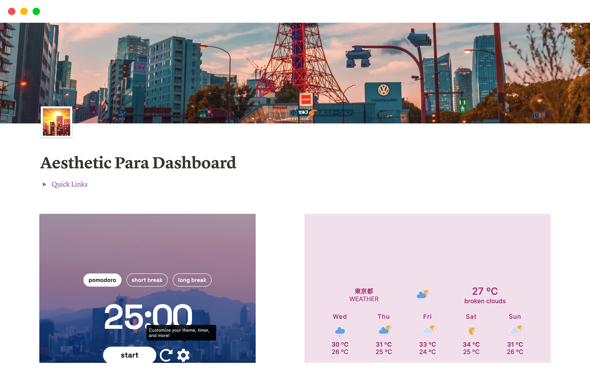 A template preview for Aesthetic Para Dashboard