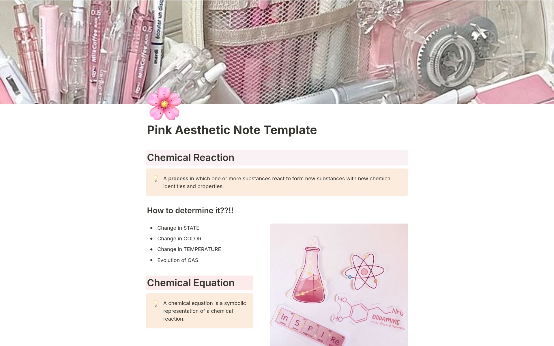 A template preview for Pink Aesthetic Note