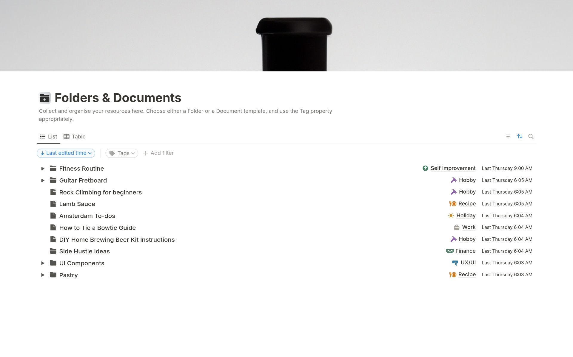 A template preview for Folders & Documents