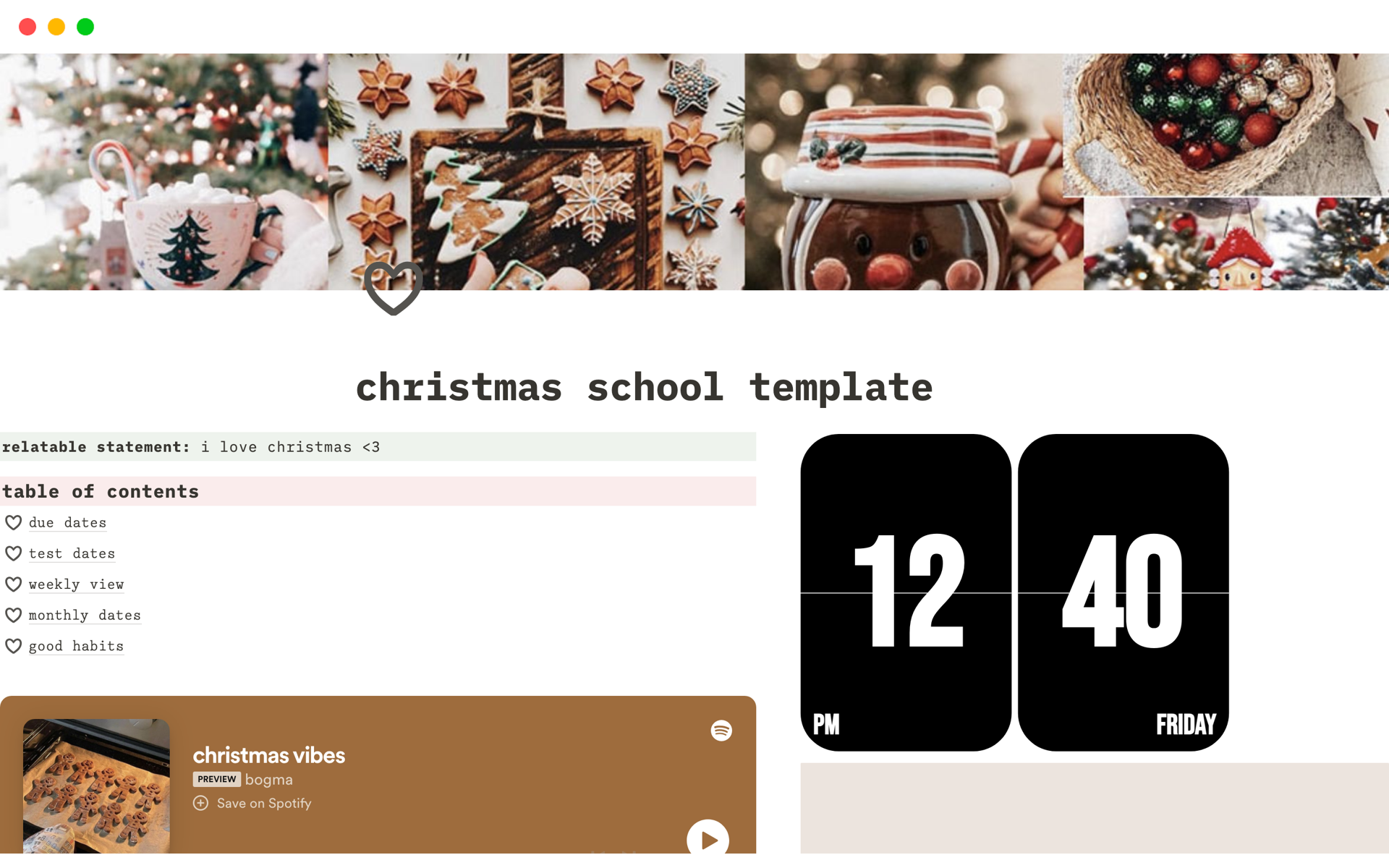 A template preview for christmas school template