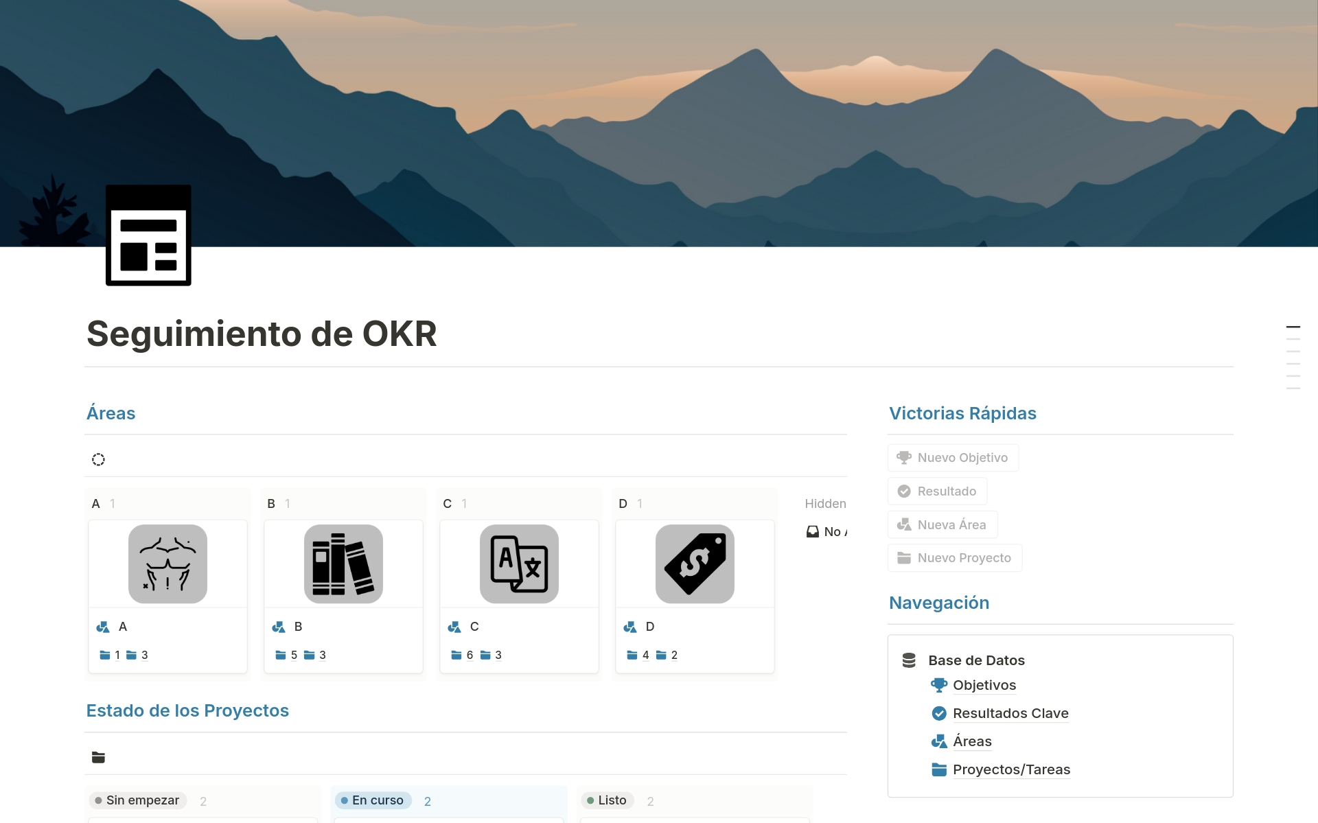 Eine Vorlagenvorschau für Seguimiento de OKR