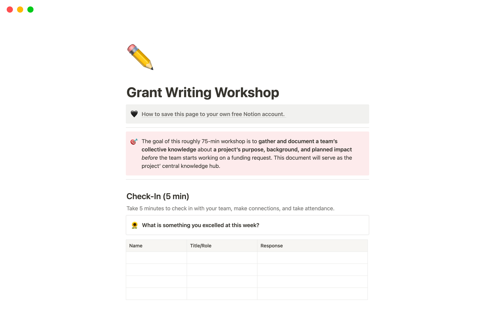 Grant Writing Workshop for Non-profitsのテンプレートのプレビュー