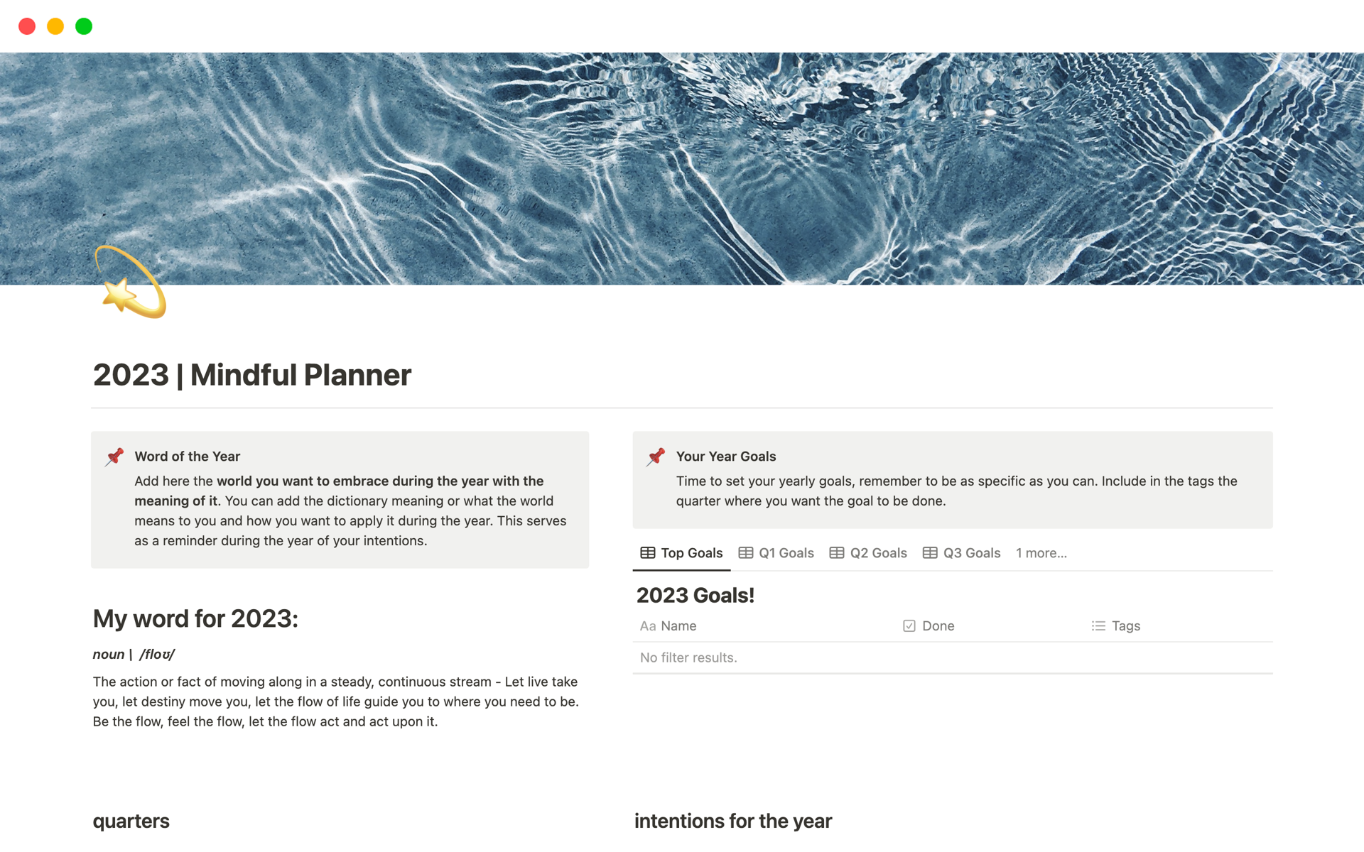 A template preview for Mindful Year Planner