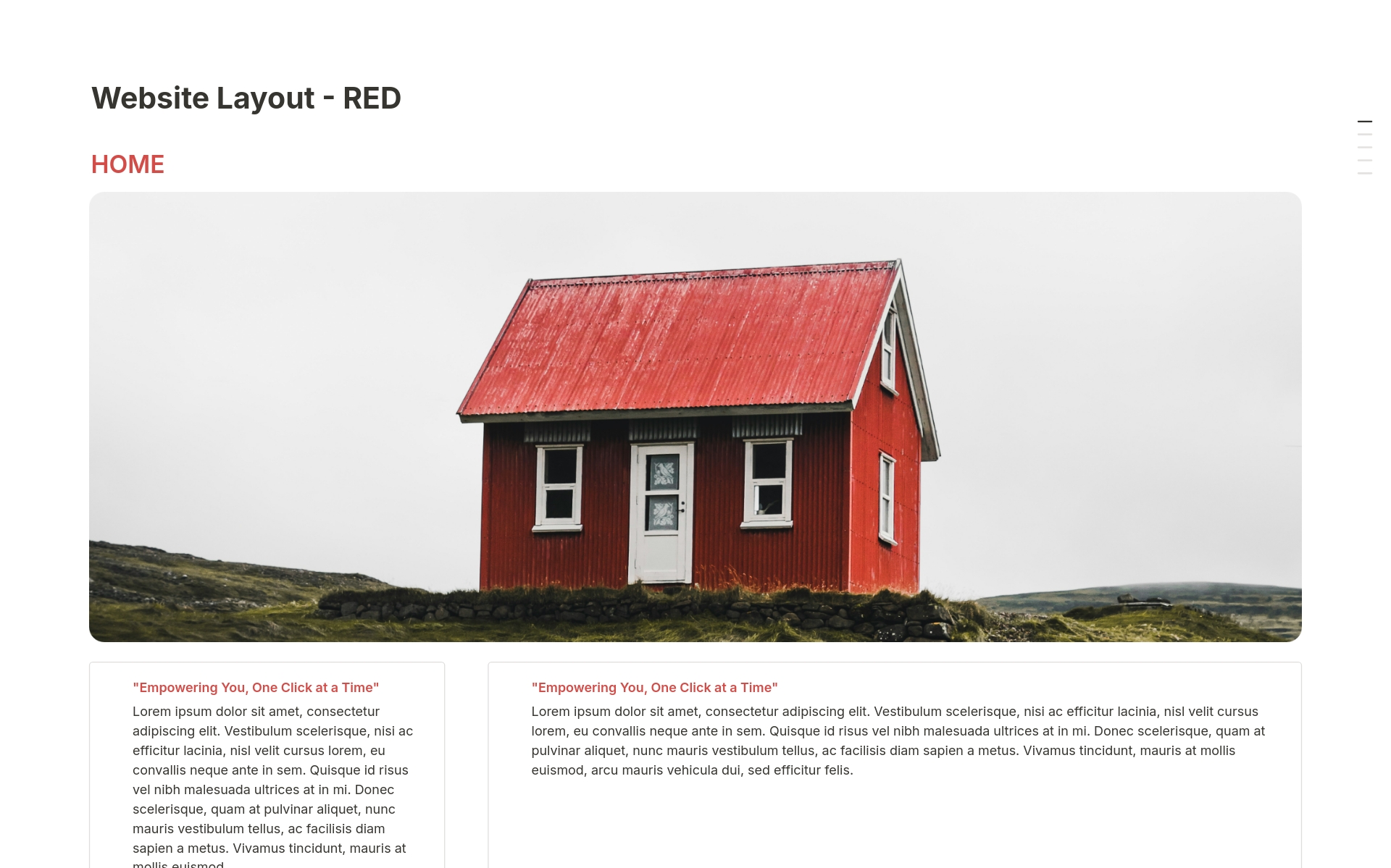 Eine Vorlagenvorschau für Website - RED