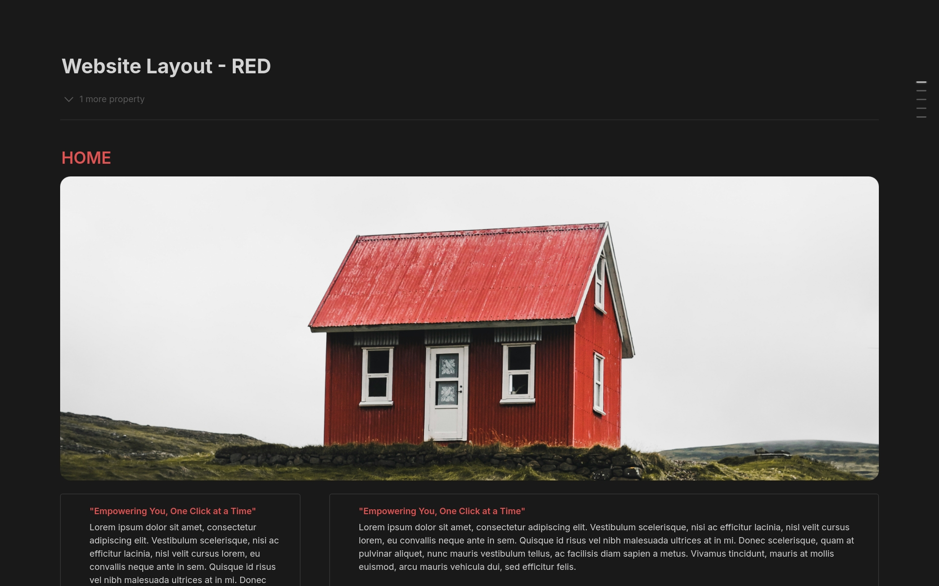 A template preview for Website - RED