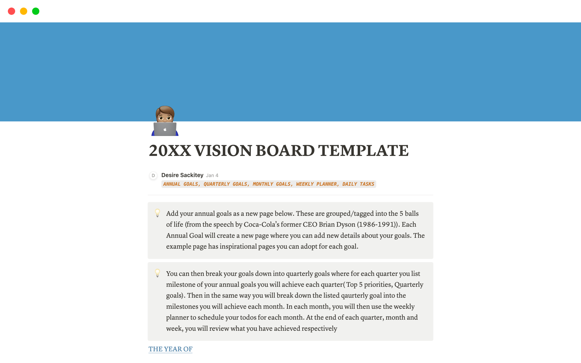 Eine Vorlagenvorschau für 20XX VISION BOARD