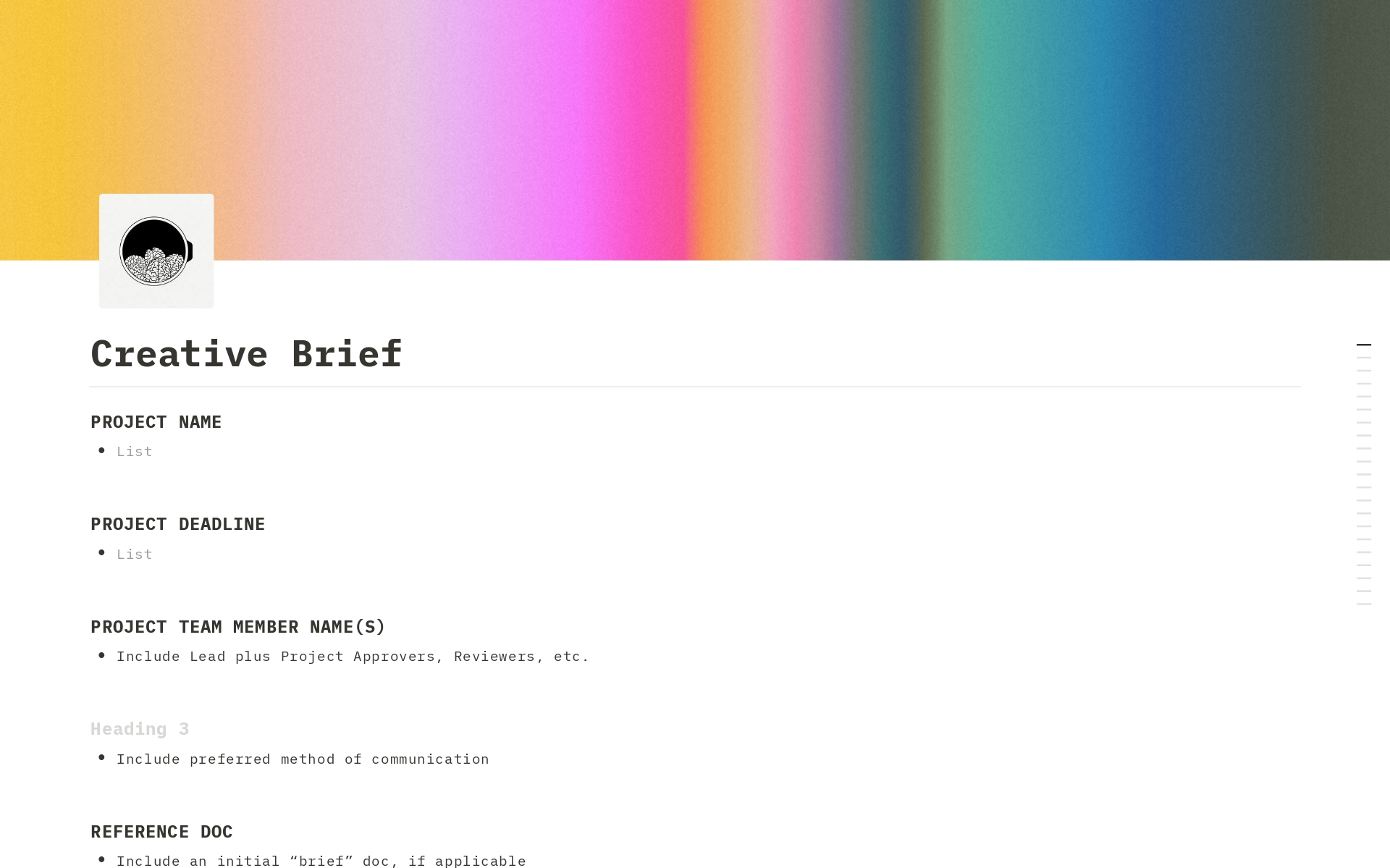 A template preview for Creative Brief