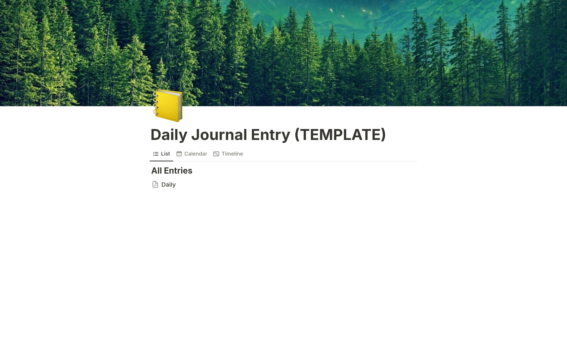Eine Vorlagenvorschau für Daily Journal Entry