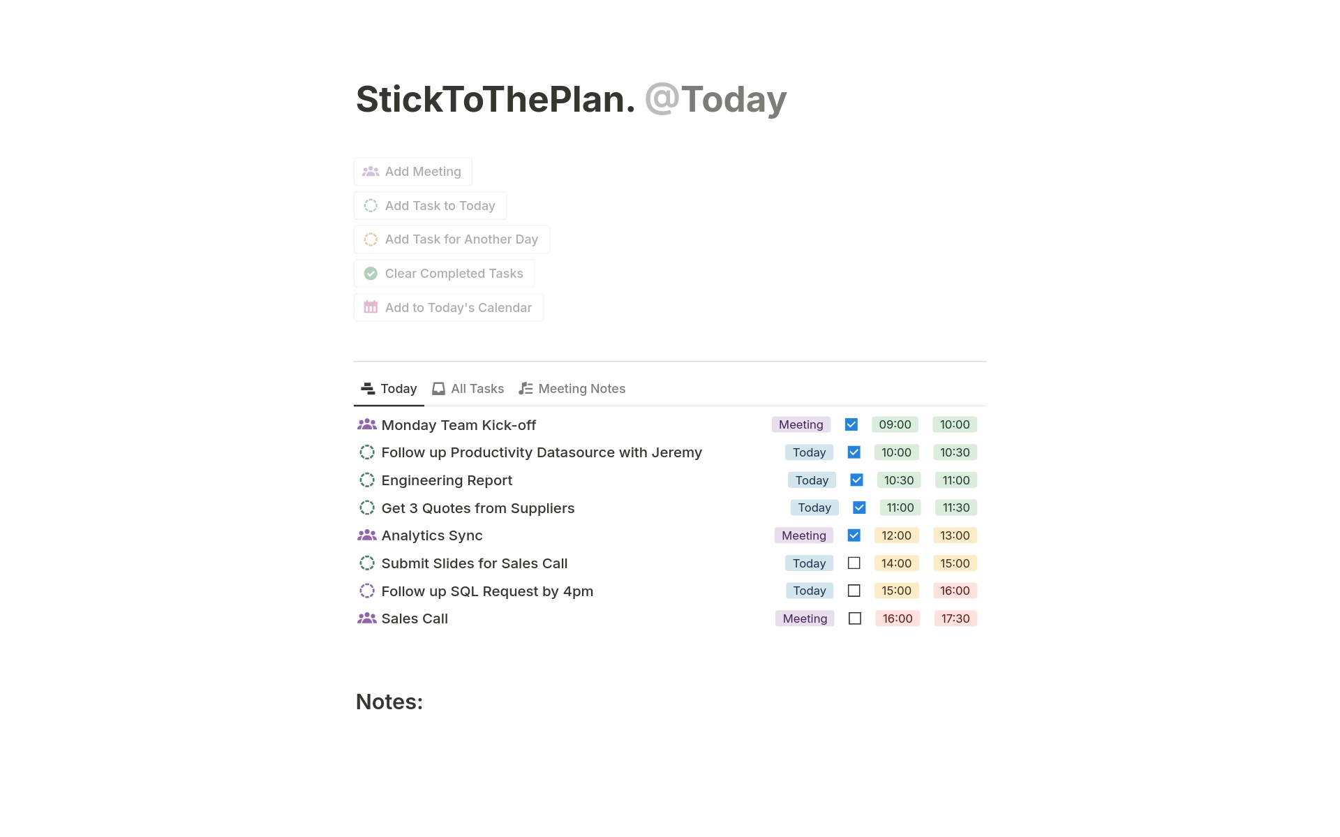 A template preview for STICKTOTHEPLAN. - Automated Daily Planner.