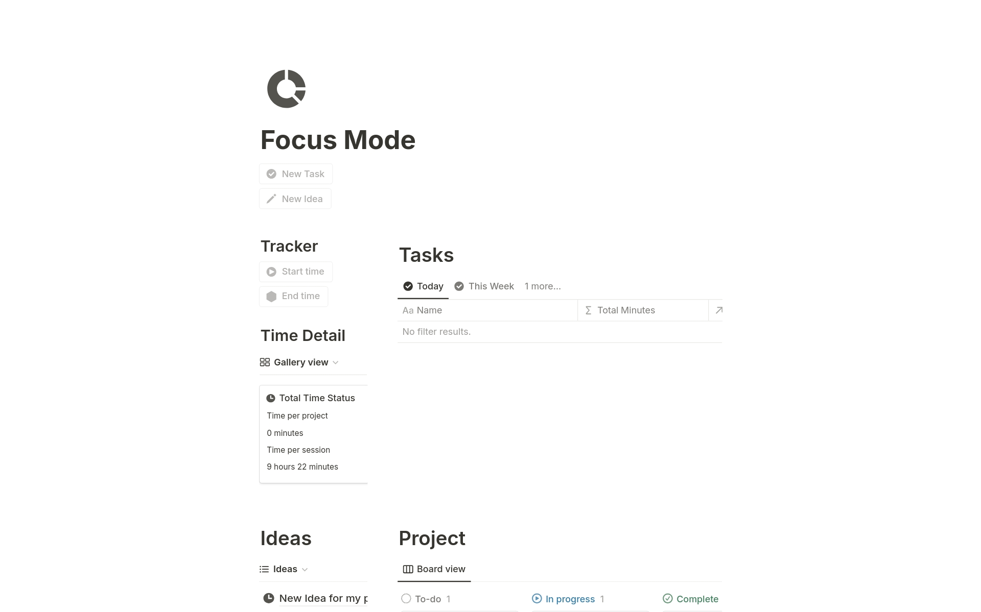 Uma prévia do modelo para Focus Mode 