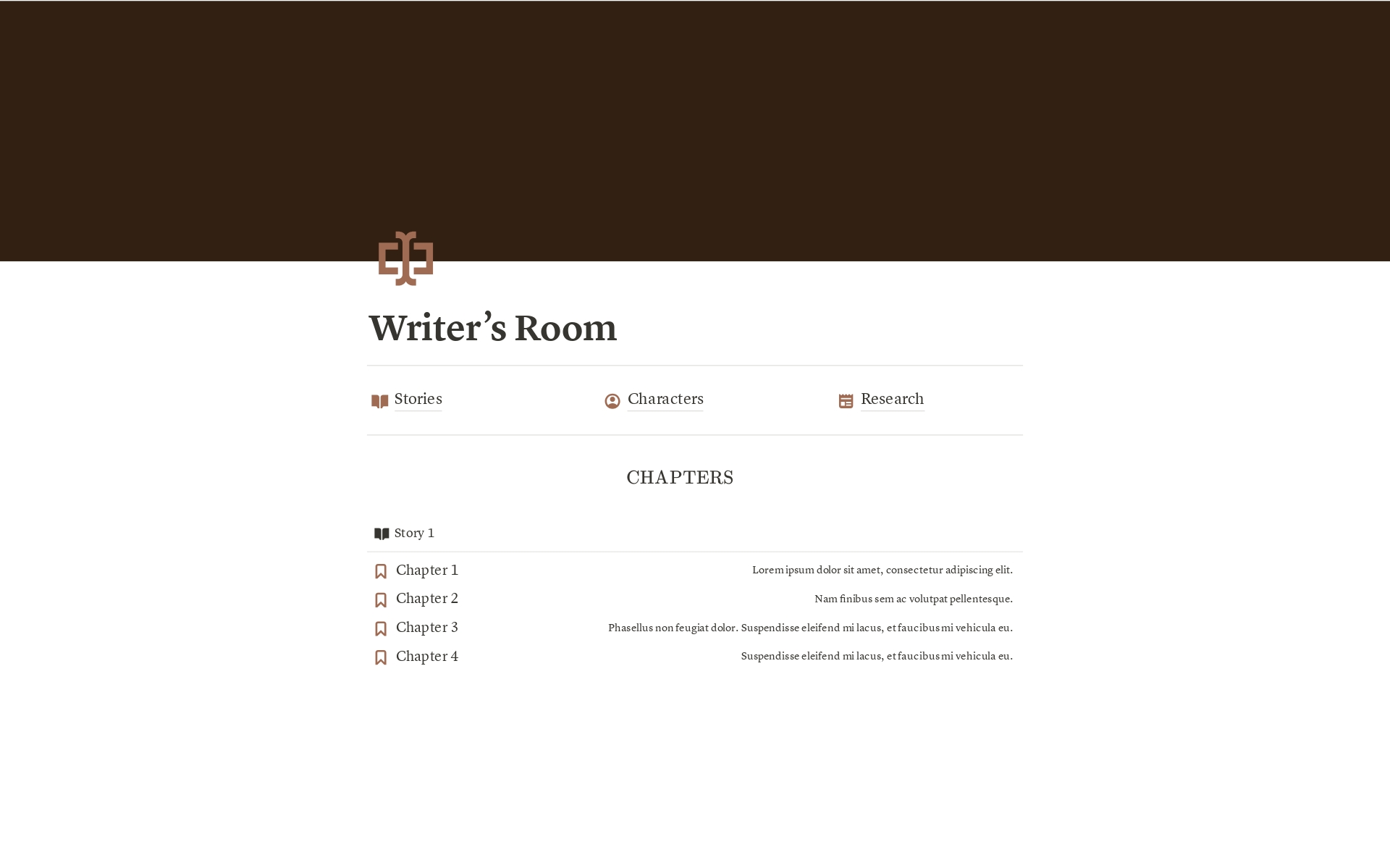 Eine Vorlagenvorschau für Writer's Room