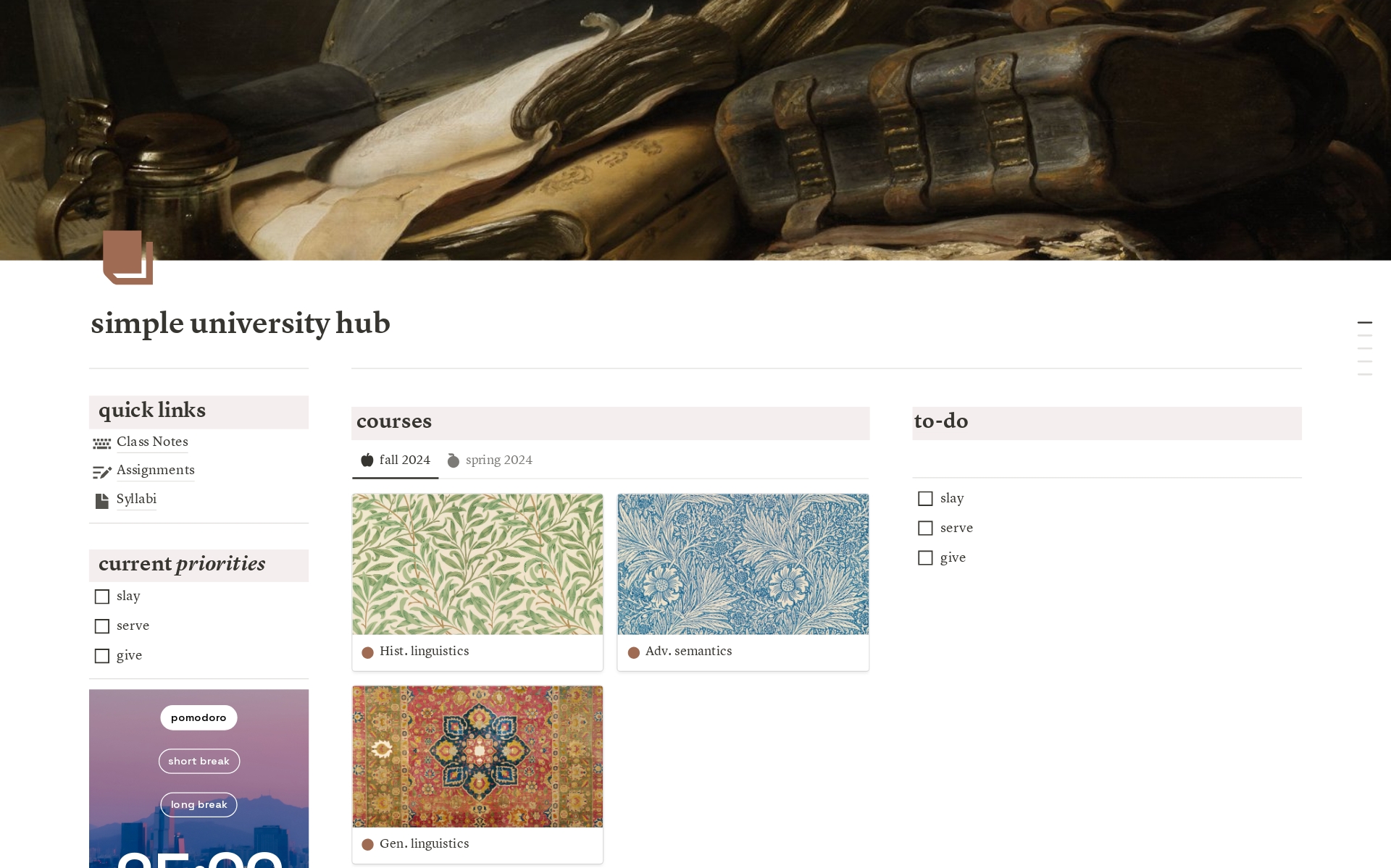 A template preview for simple university hub