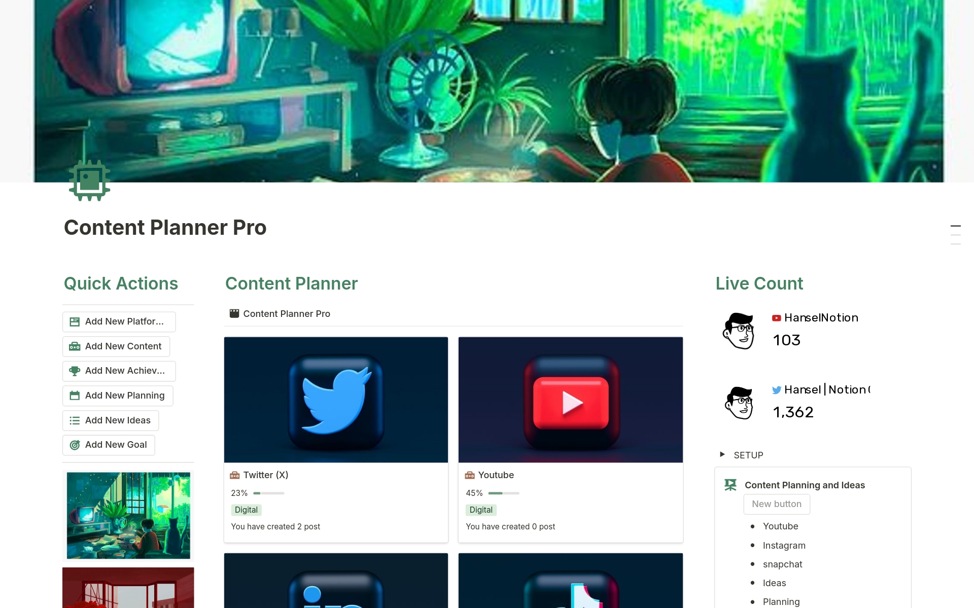 A template preview for Content Planner Pro