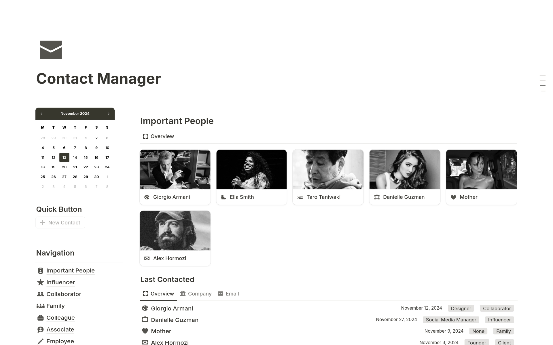 Contact Manager Template By Desbyseb | Notion Marketplace