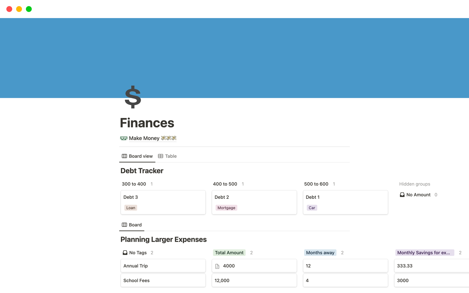 A template preview for Personal Financial Planner