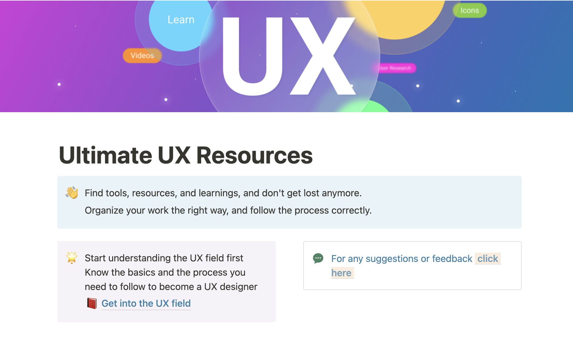 Aperçu du modèle de Ultimate UX Resources