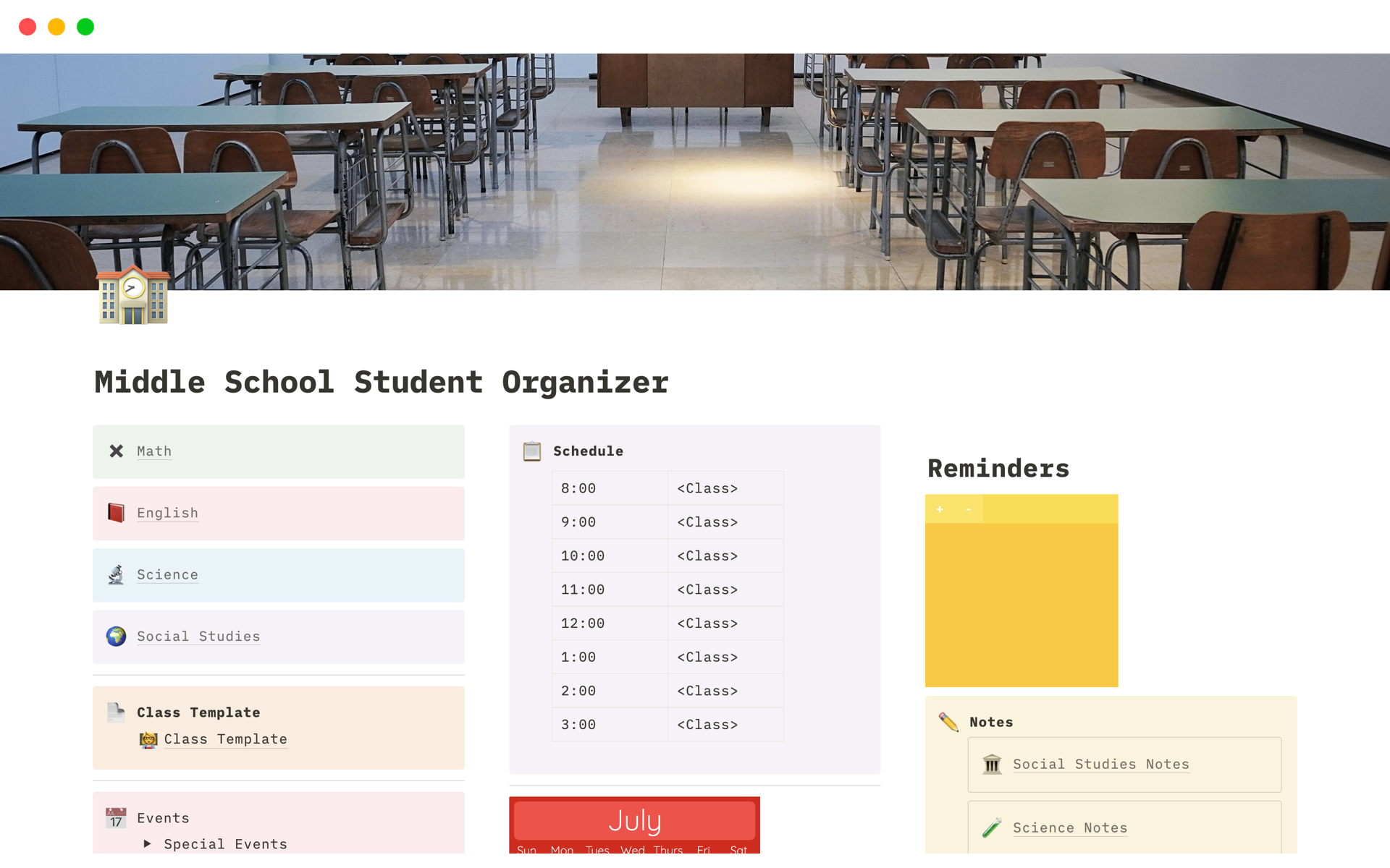 A tool to organize and keep track of everything in middle school