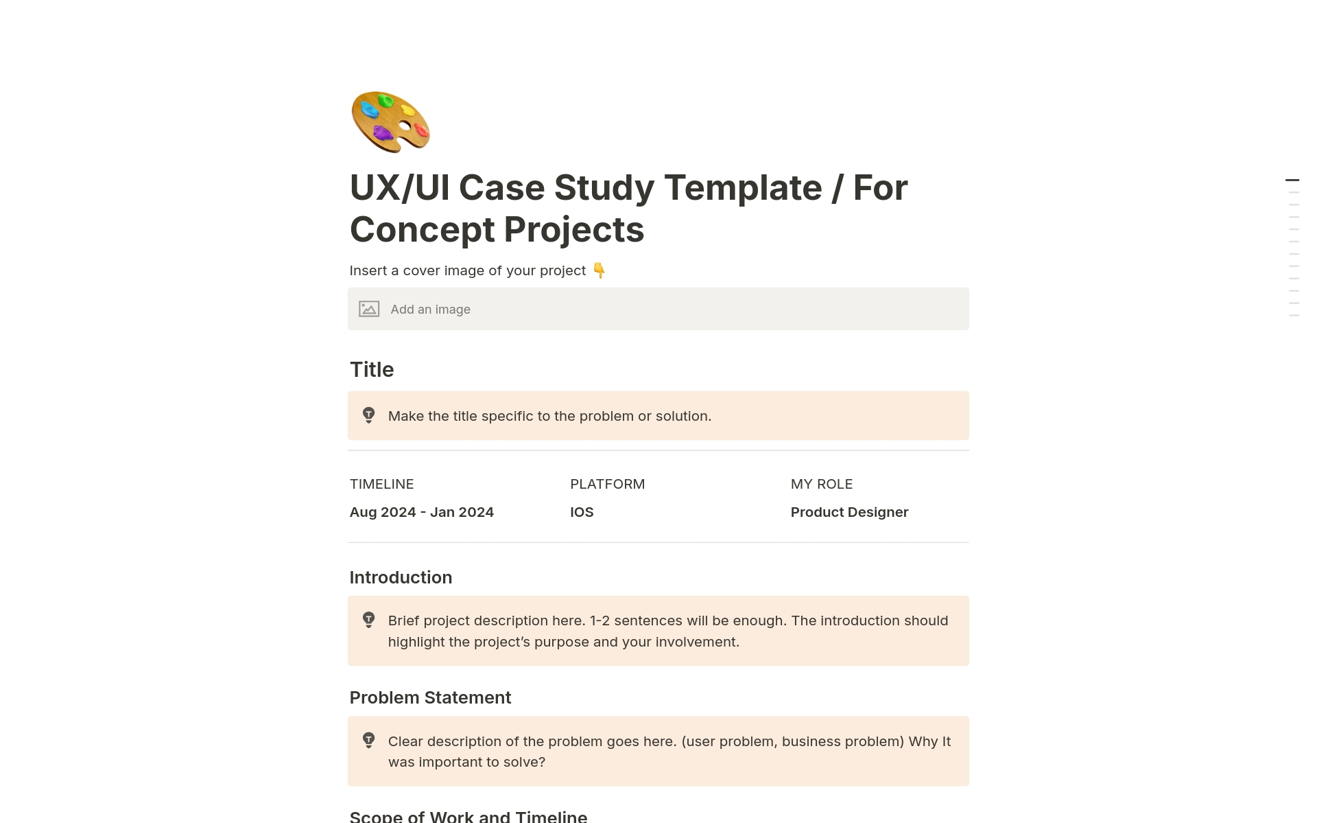 A template preview for UX/UI Case Study - For Concept Projects